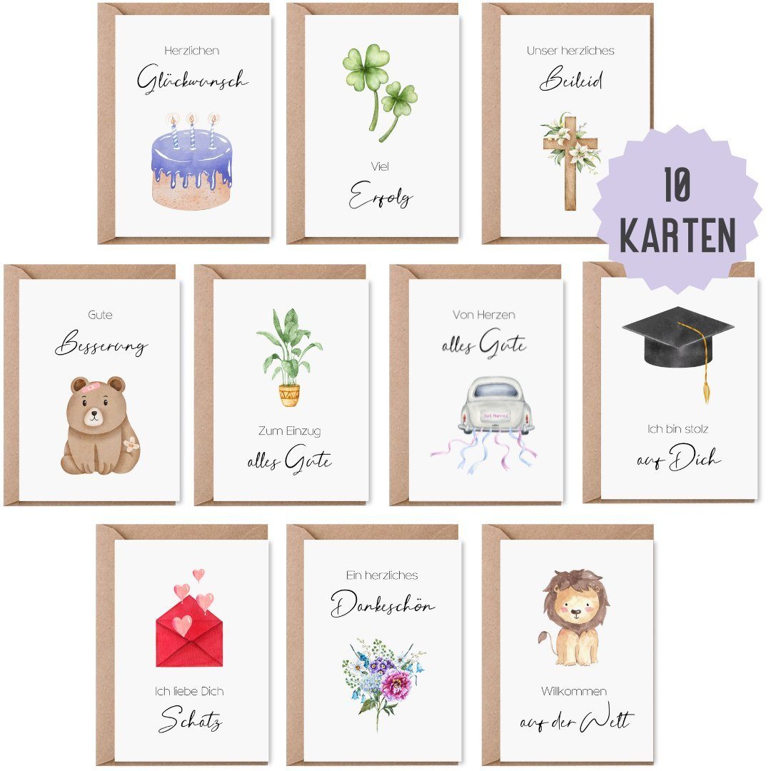 Things of Happiness Glückwunschkarte Glückwunschkarten Set verschiedene Anlässe