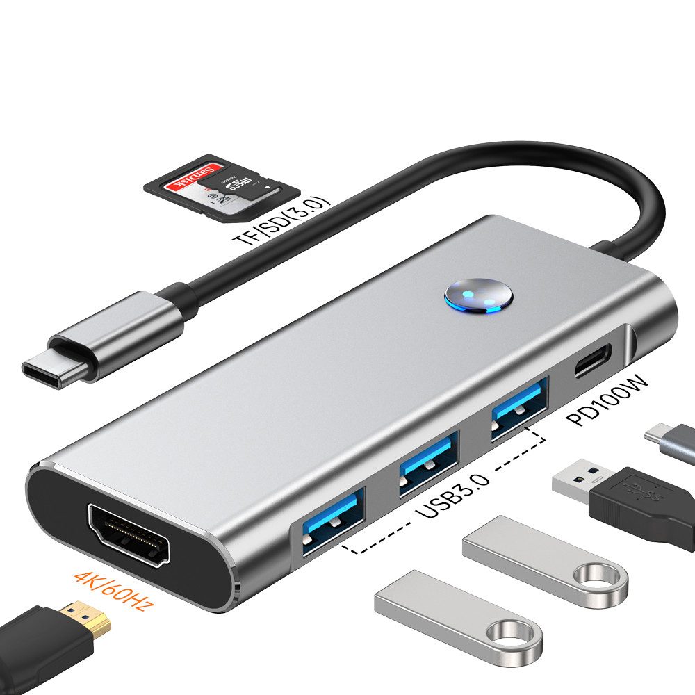 neue dawn Laptop-Dockingstation USB C Hub 4K 60HZ HDMI 100W Adapter für MacBook iPad Lenovo HP