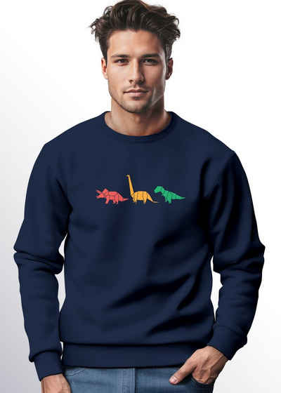 Neverless Sweatshirt Sweatshirt Herren Dinosaurier Aufdruck Polygon Tiere Geometric Print F