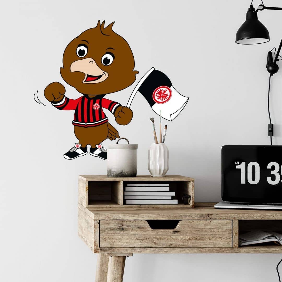 Eintracht Frankfurt Wandtattoo Fußball Eintracht Frankfurt Flagge Vogel Junior Adler Maskottchen, Selbstklebende Eintracht Frankfurt Sticker selbstklebend, entfernbar