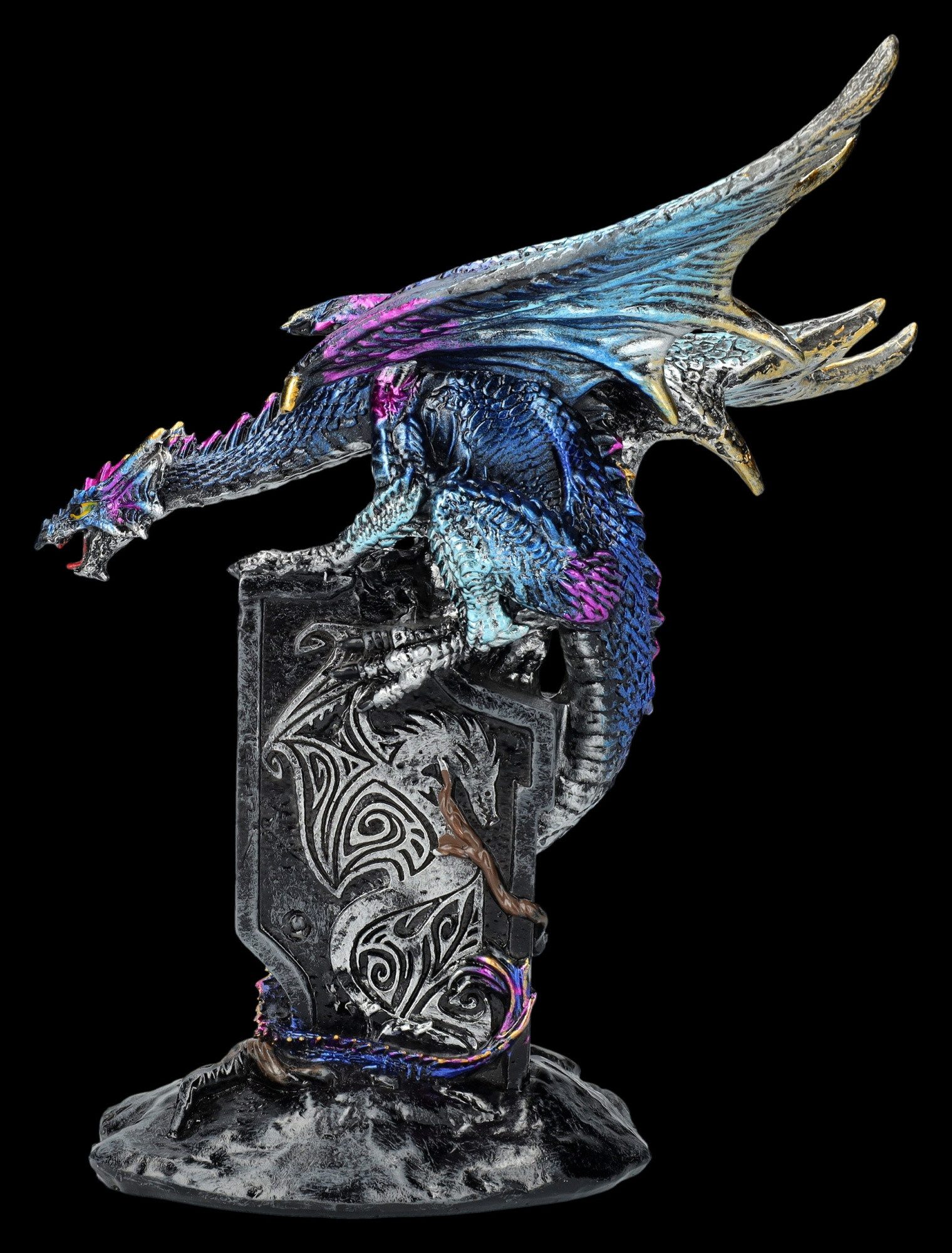 Figuren Shop GmbH Fantasy-Figur Drachen Figur mit Wappen - Draconic Sigil - magische Fantasy Dekofigur