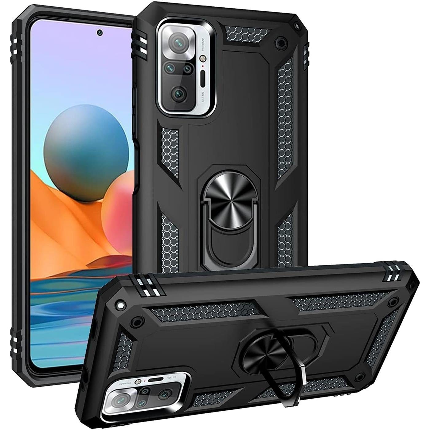 CoolGadget Handyhülle Armor Shield Case für Xiaomi Redmi Note 10 Pro 6,67 Zoll, Outdoor Cover Magnet Ringhalterung Handy Hülle für Redmi Note 10 Pro