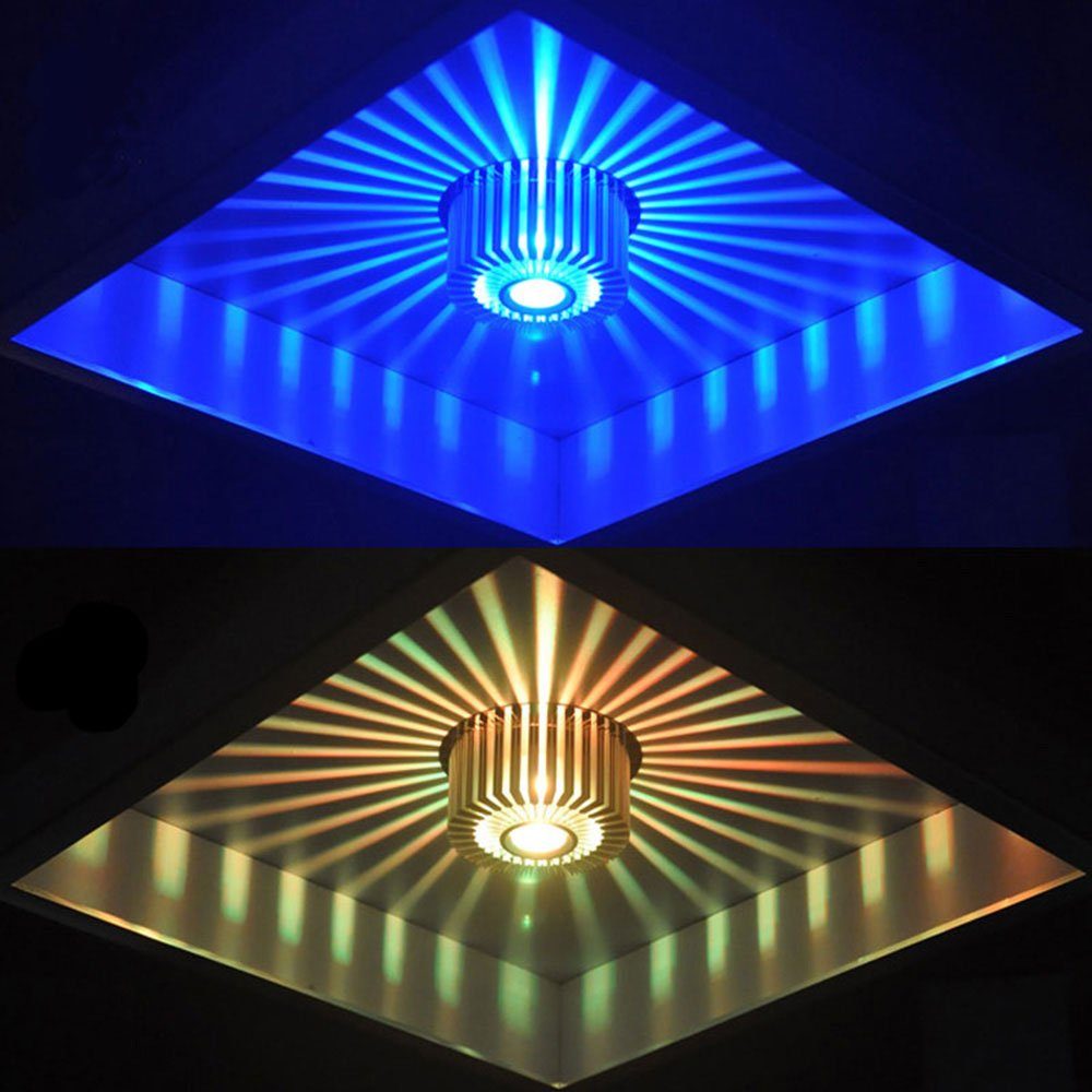 Sunicol LED Deckenleuchte Effektlicht 3W LED Wandleuchte Wandlampe RGB Downlight, Kaltes Flurlampe Weiß, Deckenlampe