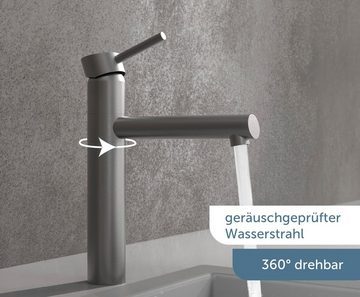 Schütte Spültischarmatur Massiv Edelstahl massiv, 360° schwenkbarer Wasserhahn, Mischbatterie Küche