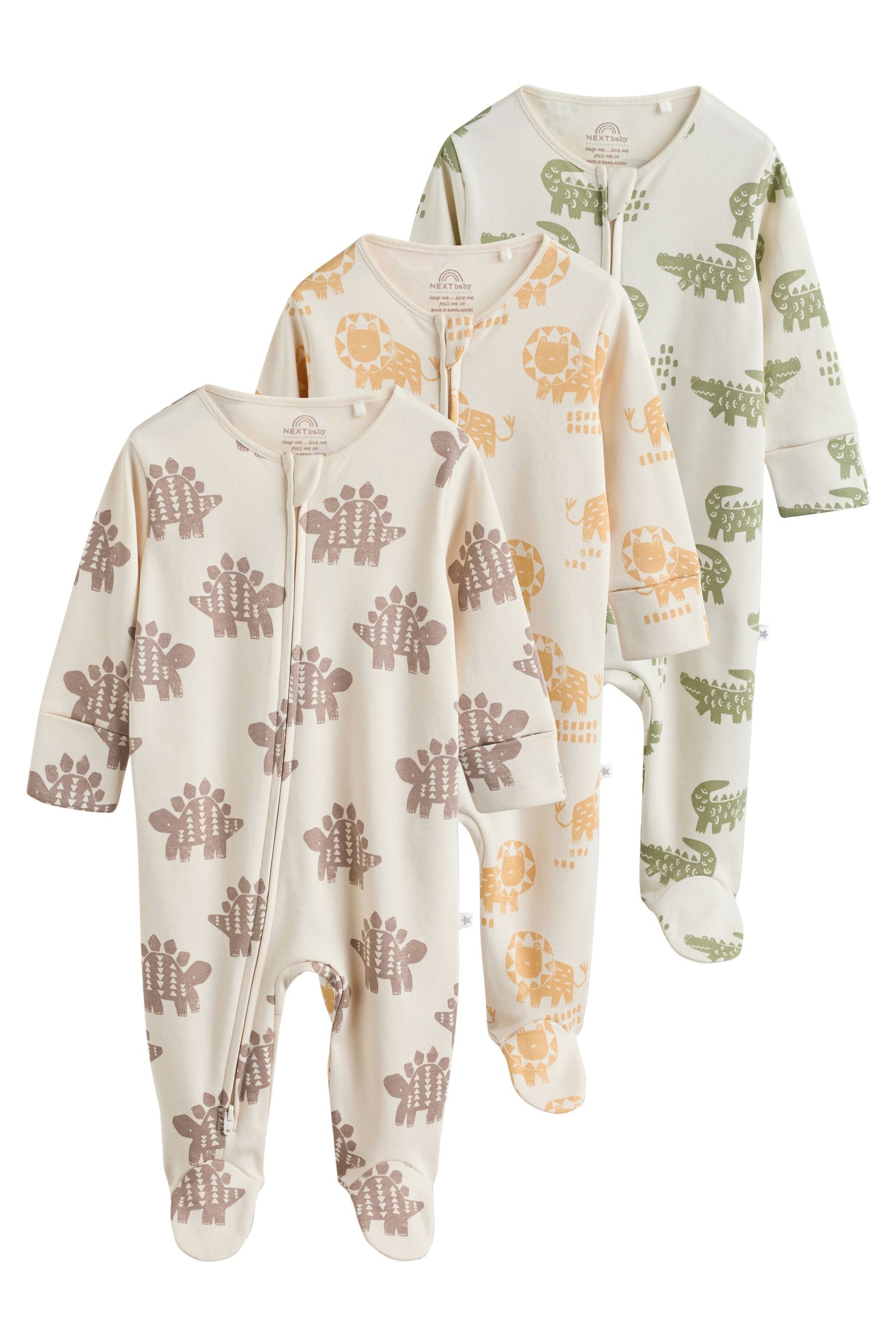 Schlafoverall Babyschlafanzüge mit Zweiwege-RV, 3er-Pack