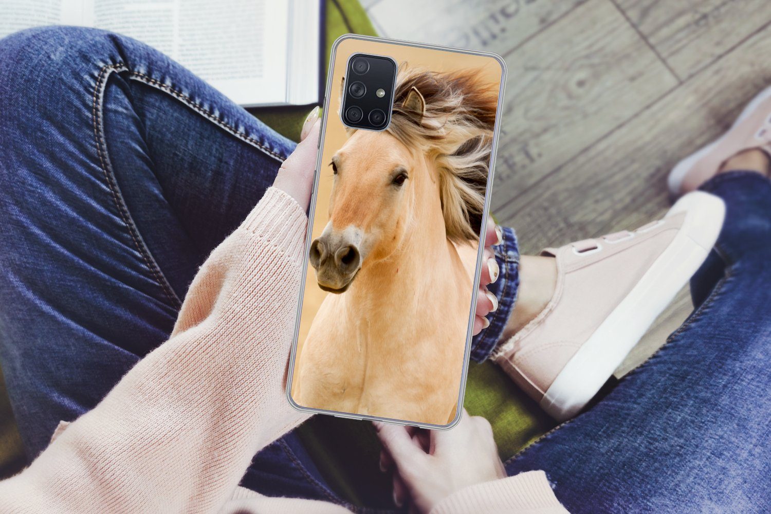 MuchoWow Handyhülle für Samsung Galaxy A51 Pferde - Tiere - Mähne - Porträt, Smartphone-Bumper, Print, Handy Schutzhülle Dünn