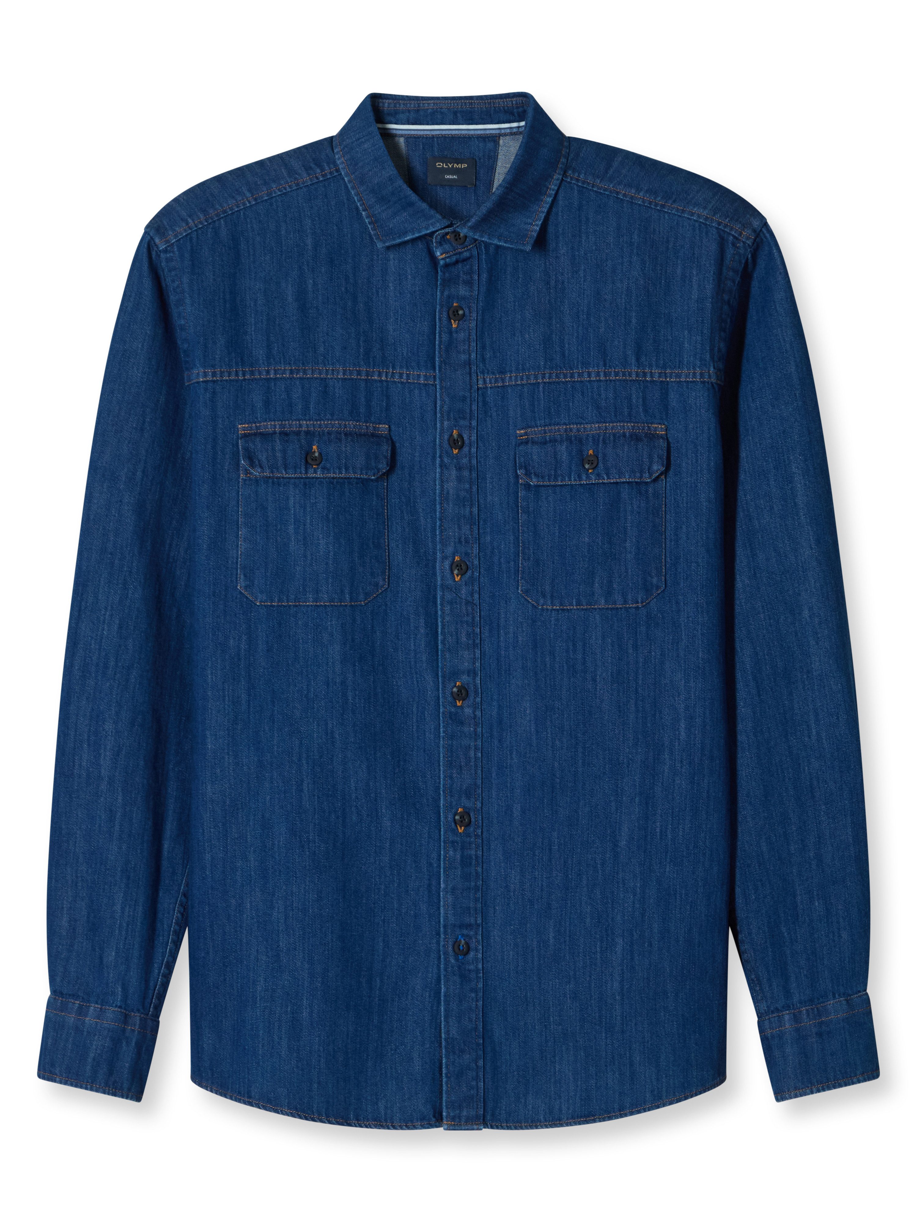OLYMP Jeanshemd Langarmhemd, regular fit, Kentkragen