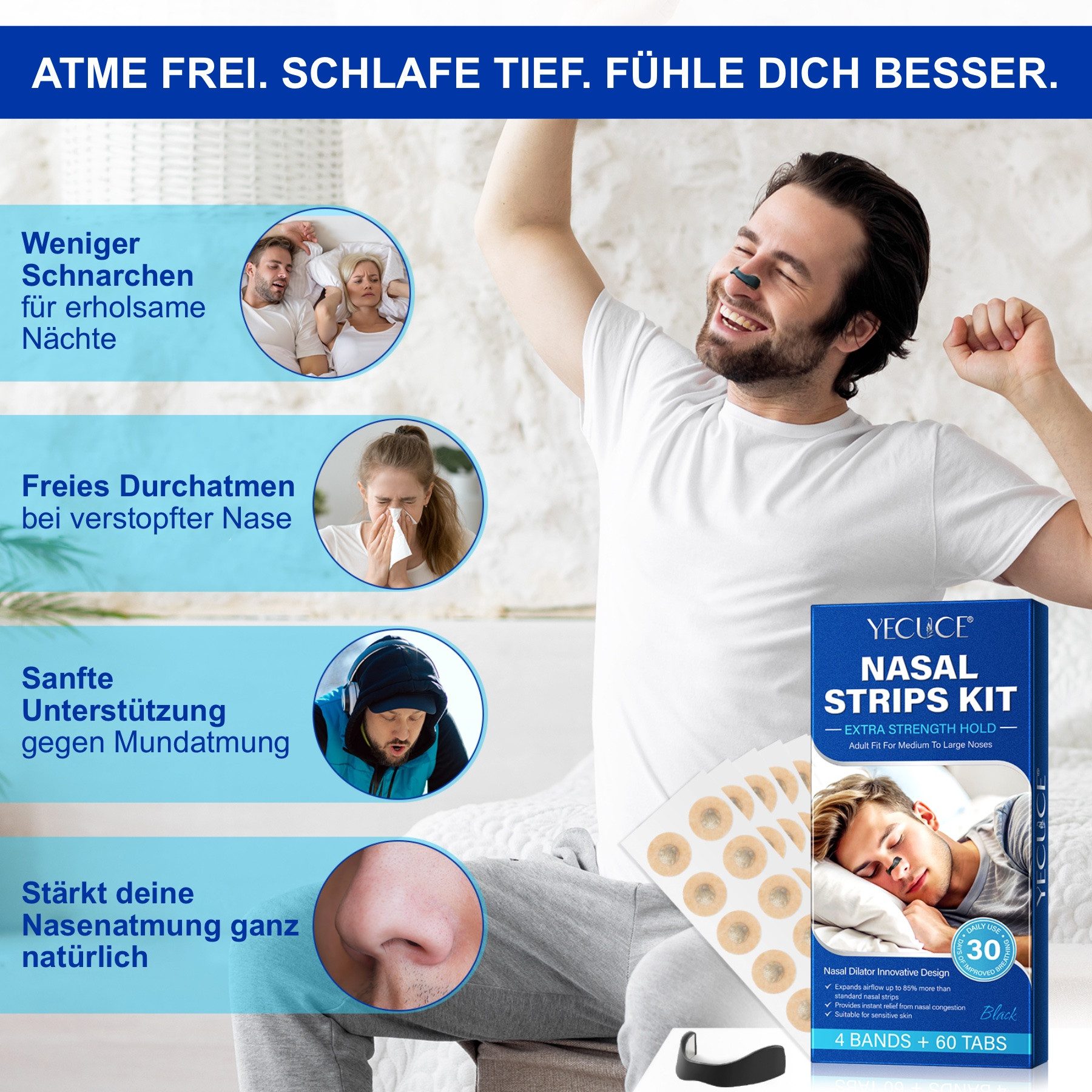 P-Beauty Cosmetic Accessories Nasenpflaster Magnetische Nasenstrip Nasenpflaster Schnarchreduzierung Schnarchstopp, Nasenclip, Schnarchstopp, Set,Nasenstrip
