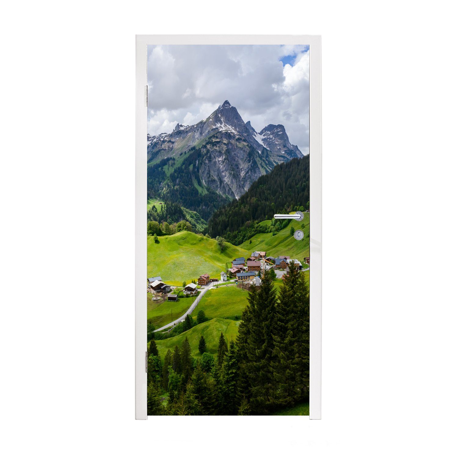 MuchoWow Türtapete Berge in Österreich, Matt, bedruckt, (1 St), Fototapete für Tür, Türaufkleber, 75x205 cm