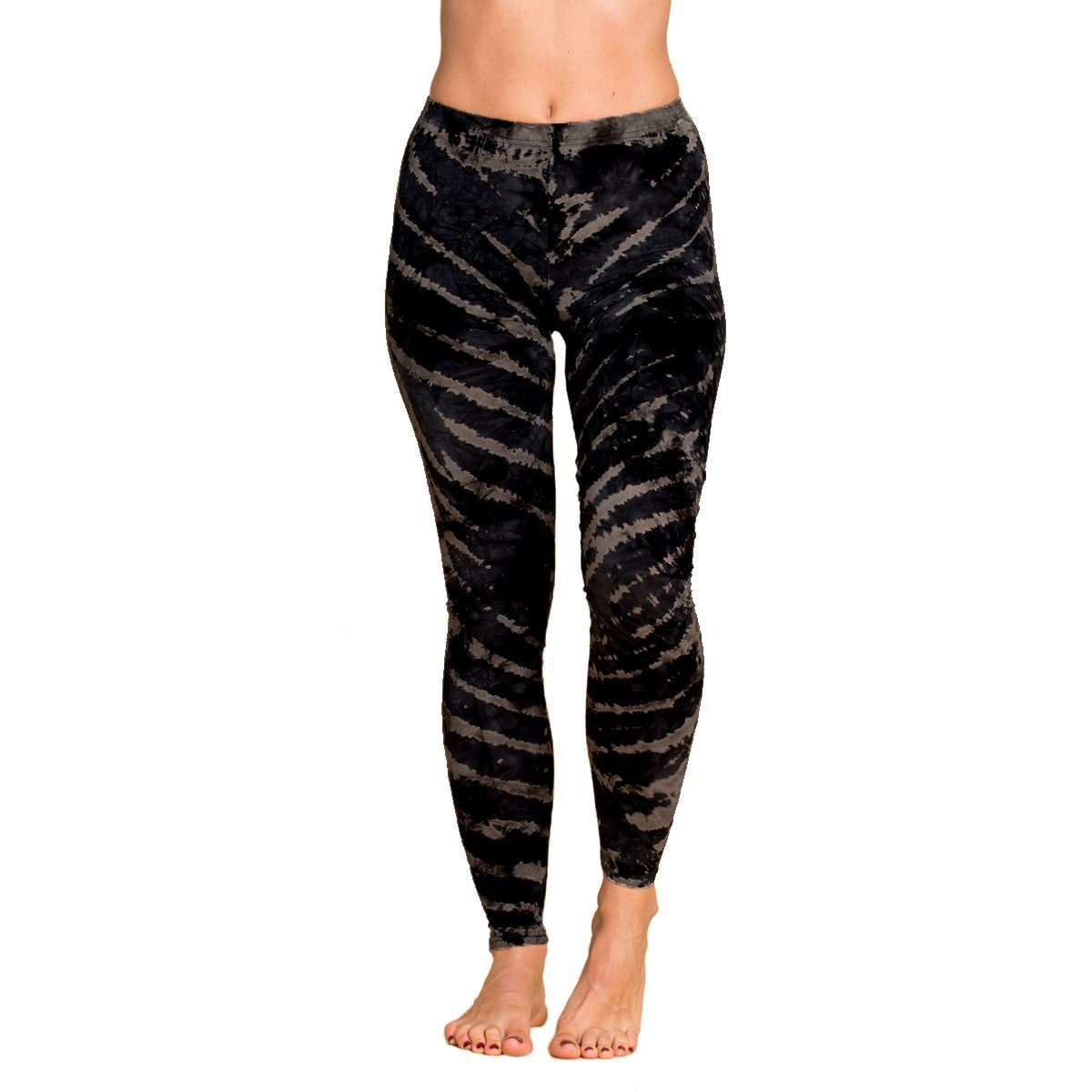 PANASIAM Leggings Unikat Batik Leggings 'Zebra' aus natürlicher Viskose Goa Hose im Batik Look Yogaleggings Sporthose Sportleggings lange Leggings