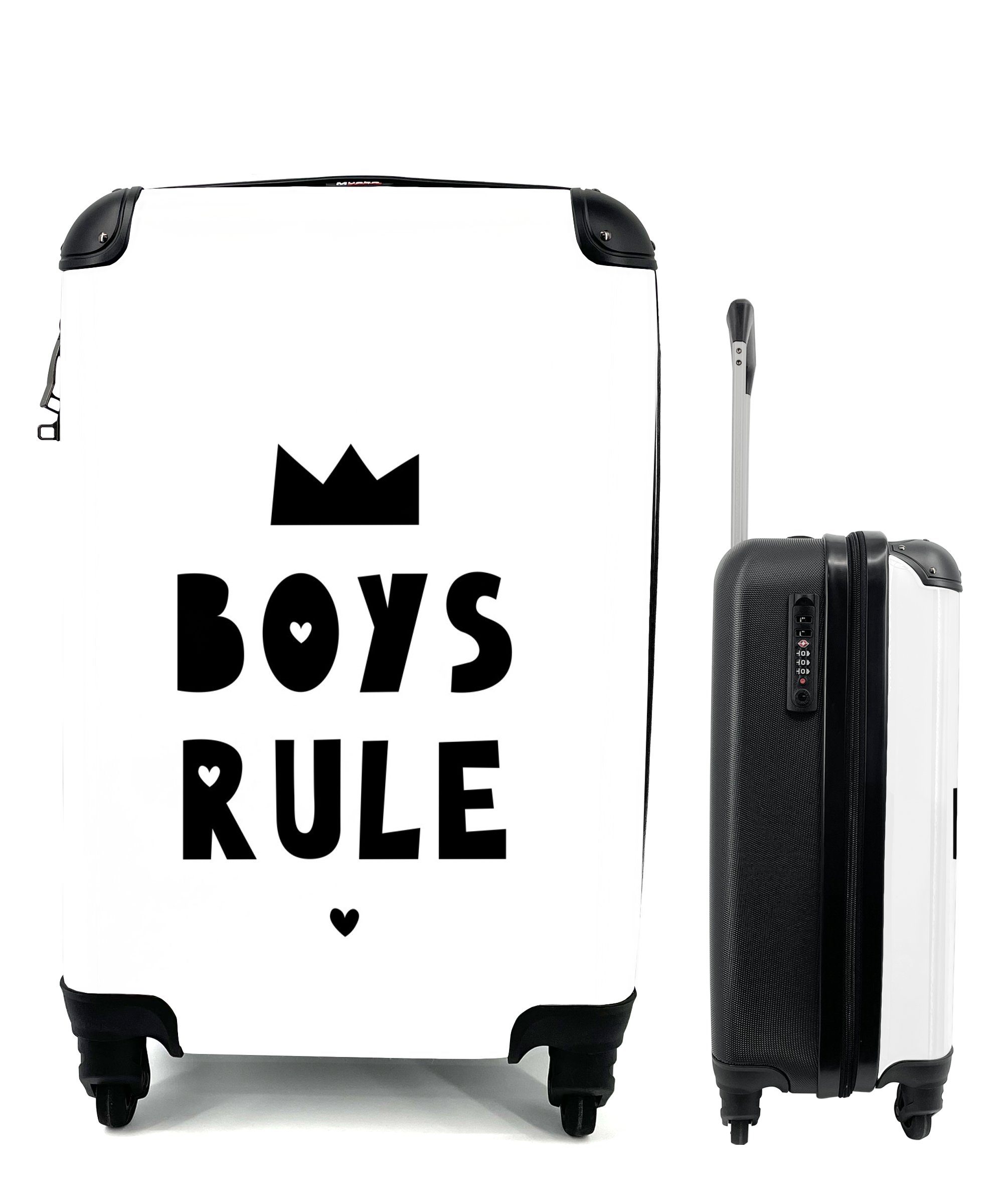 Zitate - - regieren Trolley, Rollen, Jungen, Handgepäck Reisetasche mit Kinder - für 4 MuchoWow Reisekoffer rollen, Ferien, - Sprichwörter Handgepäckkoffer Jungen