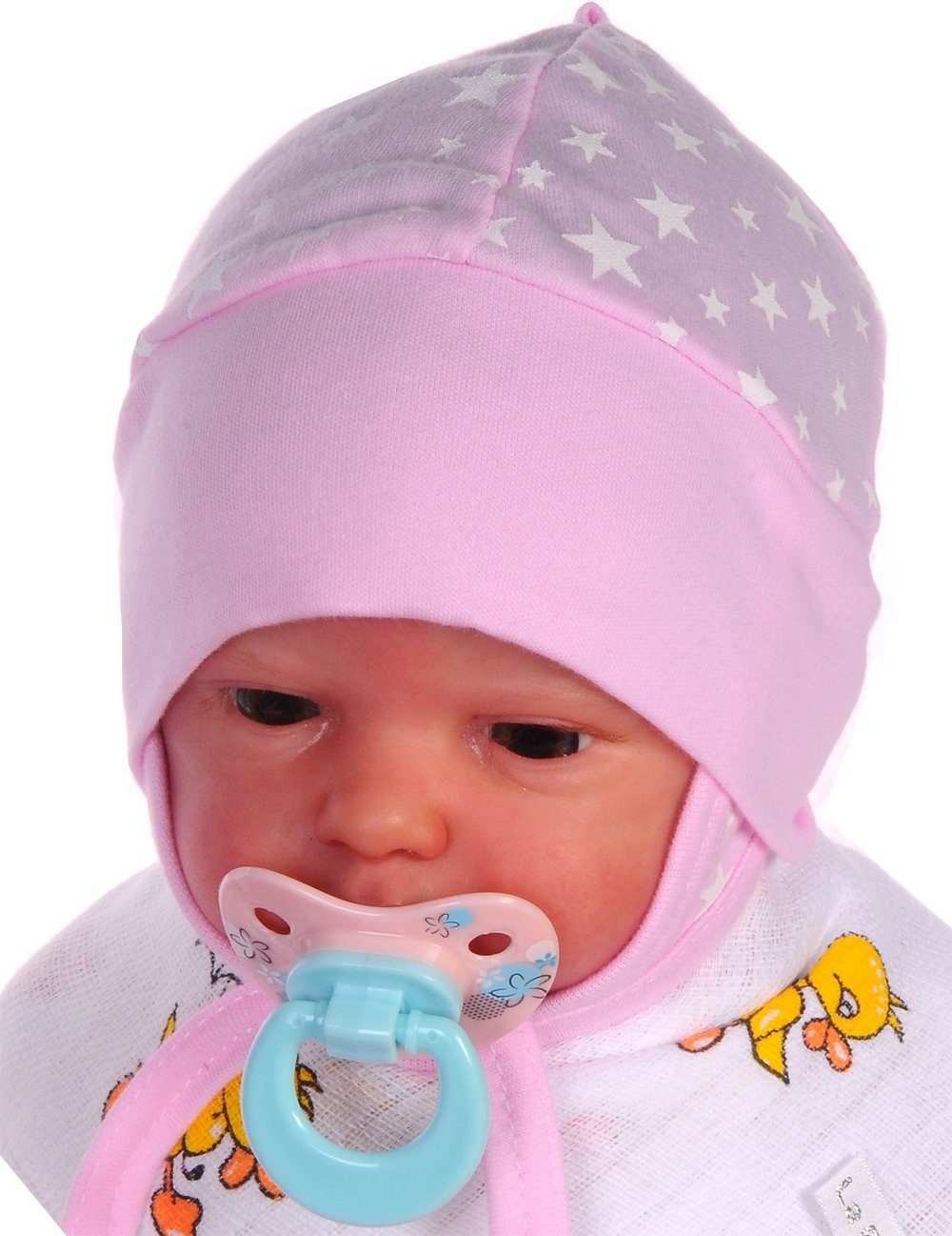 Erstlingsmütze Mütze für Neugeborene Babymütze Baby Haube mit Sternchen