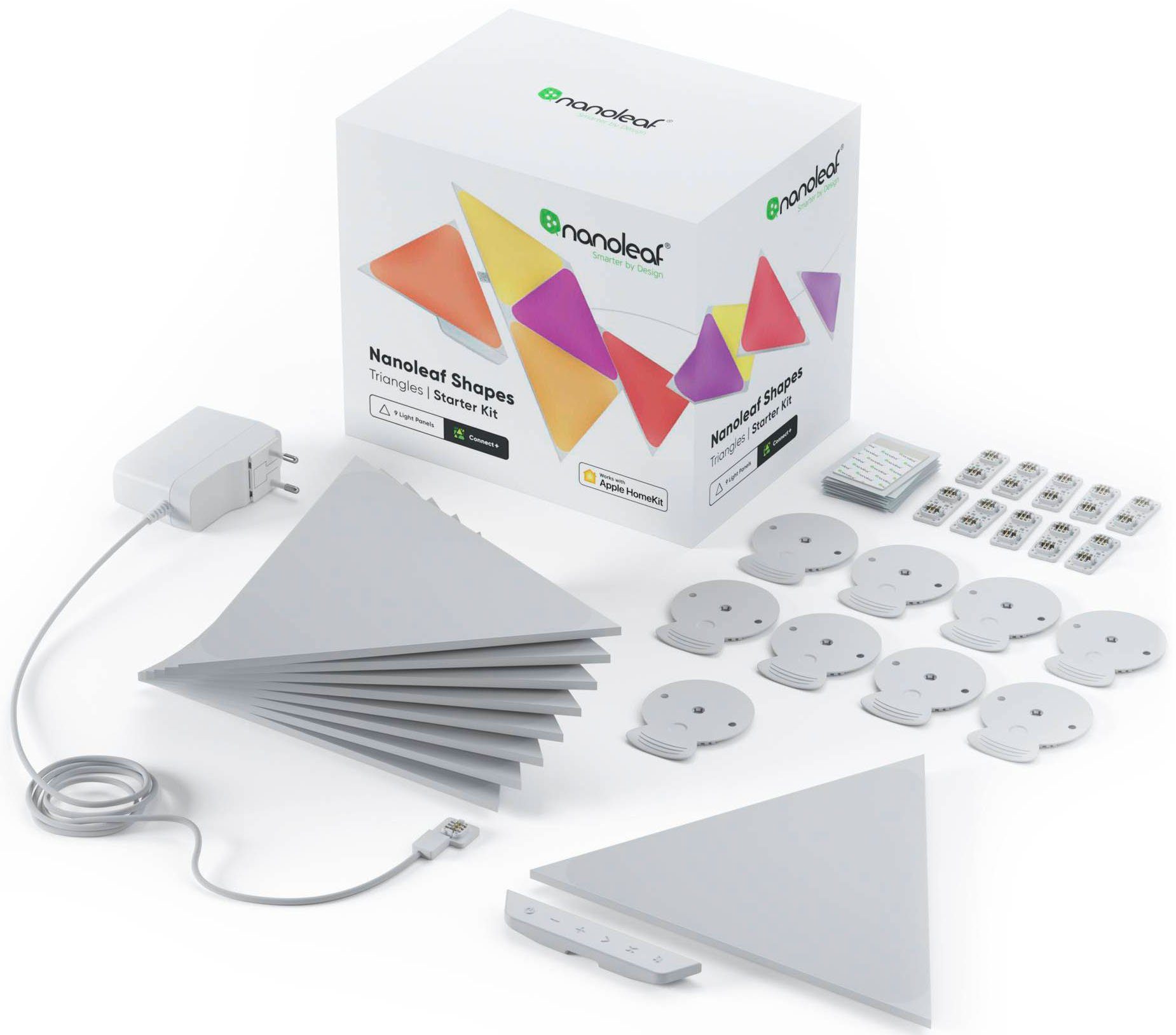 nanoleaf LED Panel Triangles, Dimmfunktion, LED fest integriert, Farbwechsler, Starter Kit - 9 PK, Modulares Stecksystem, Smarte Technologie