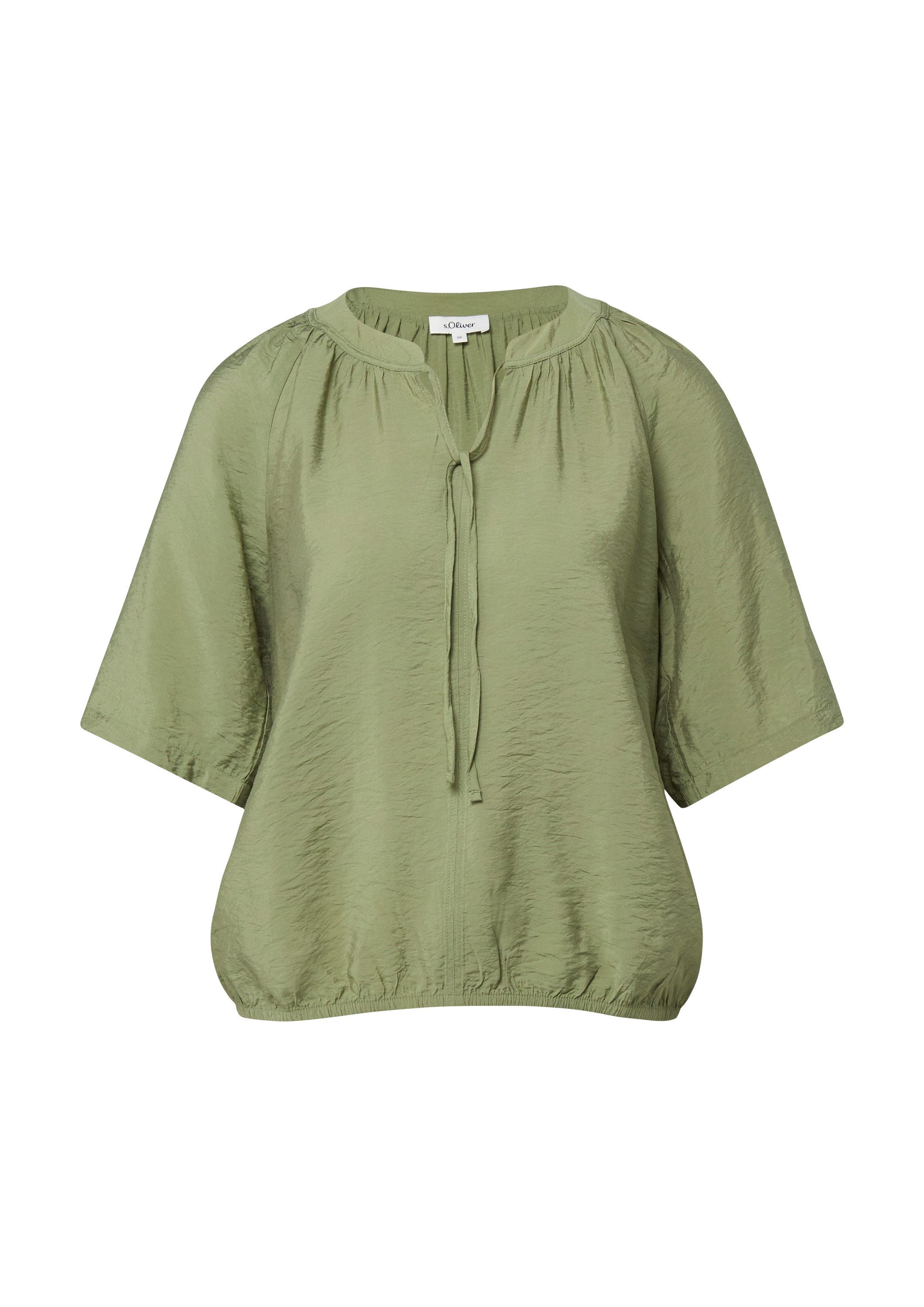 s.Oliver Kurzarmbluse Bluse Strukturierte Viskosemix-Bluse im O-Shape günstig online kaufen