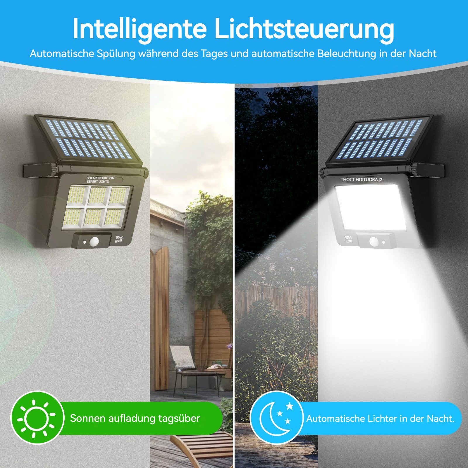 BlingBin LED Solarleuchte Außen-Wandleuchte mit Bewegungsmelder,3 günstig online kaufen