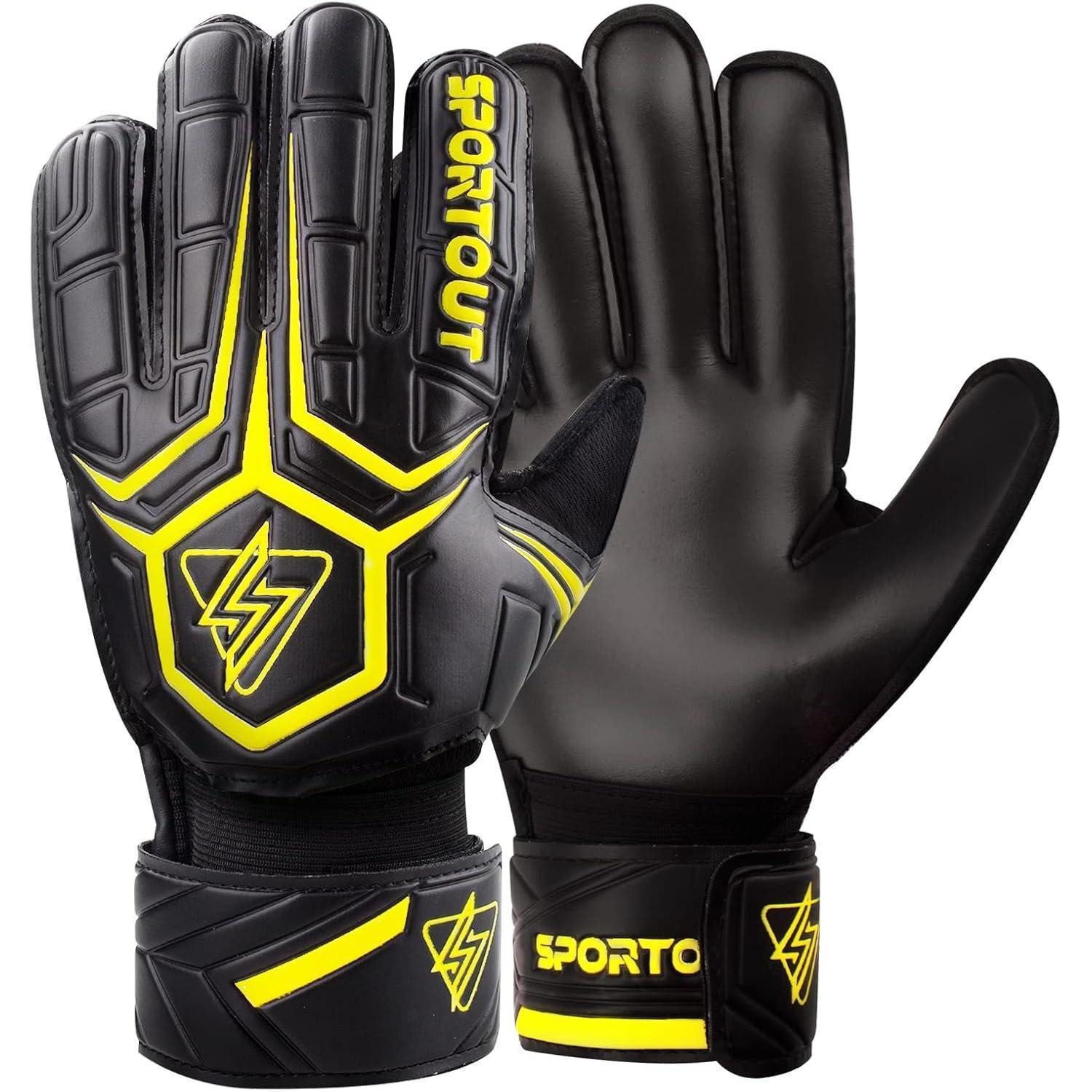 LuxusKollektion Torwarthandschuhe Torwarthandschuhe Fingersave Latex 4mm Herren Schwarz-Gelb 6