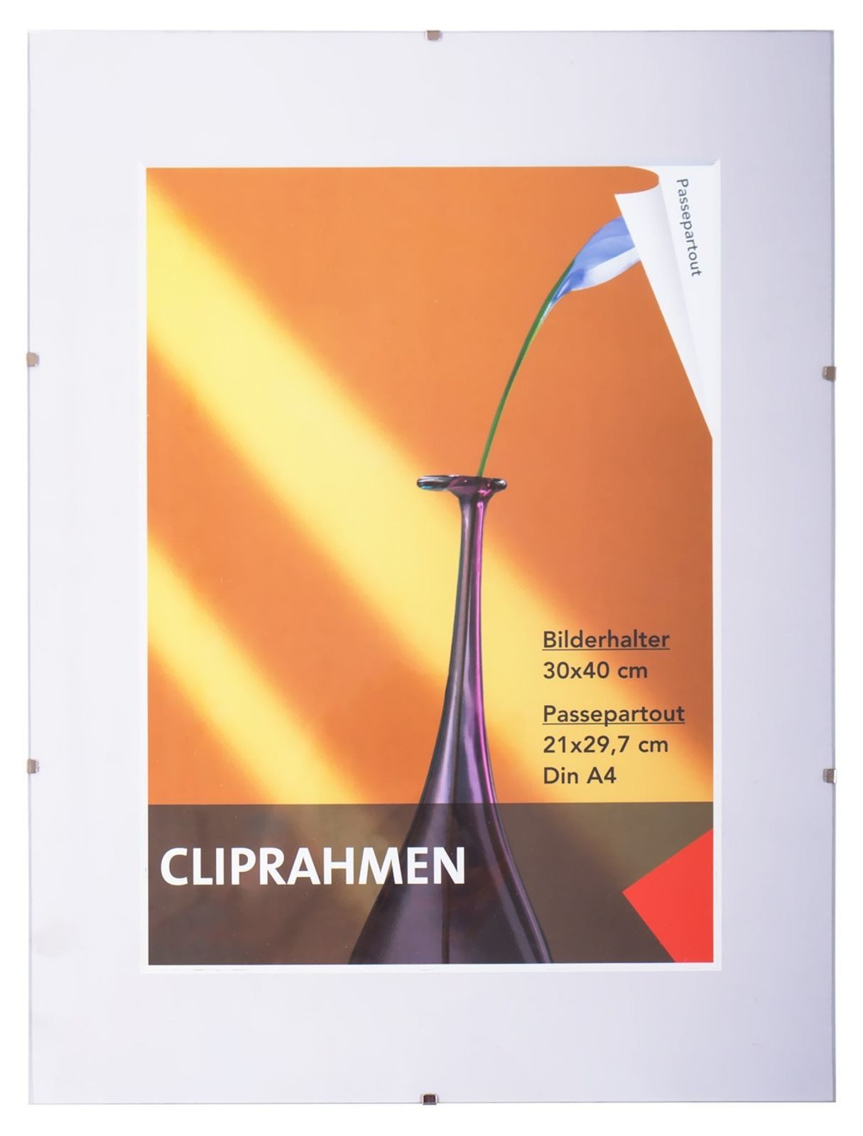 BURI Bilderrahmen Rahmenloser Bilderhalter Bilderrahmen 30x40 cm Poster Fotos Dekoration