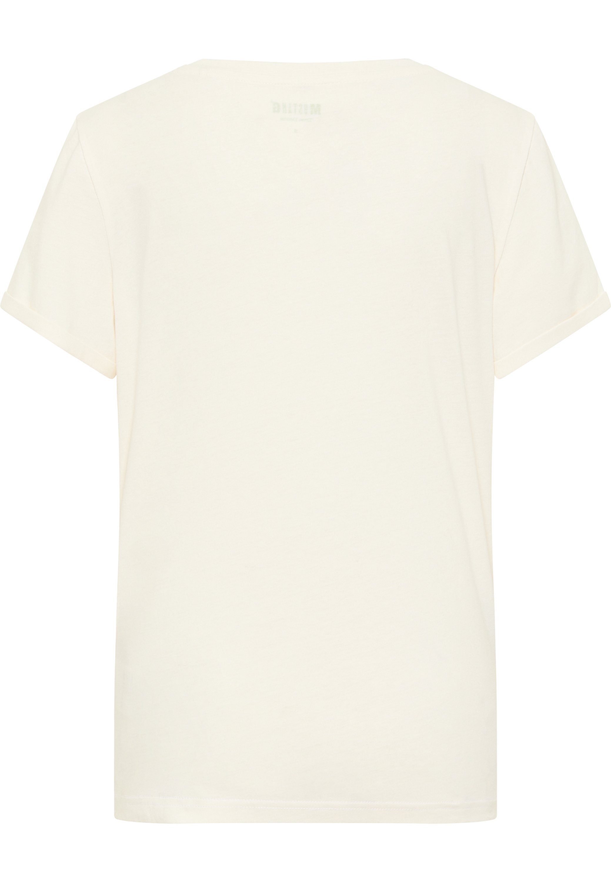 Kurzarmshirt Mustang Alina Style Chestprint offwhite T-Shirt MUSTANG C