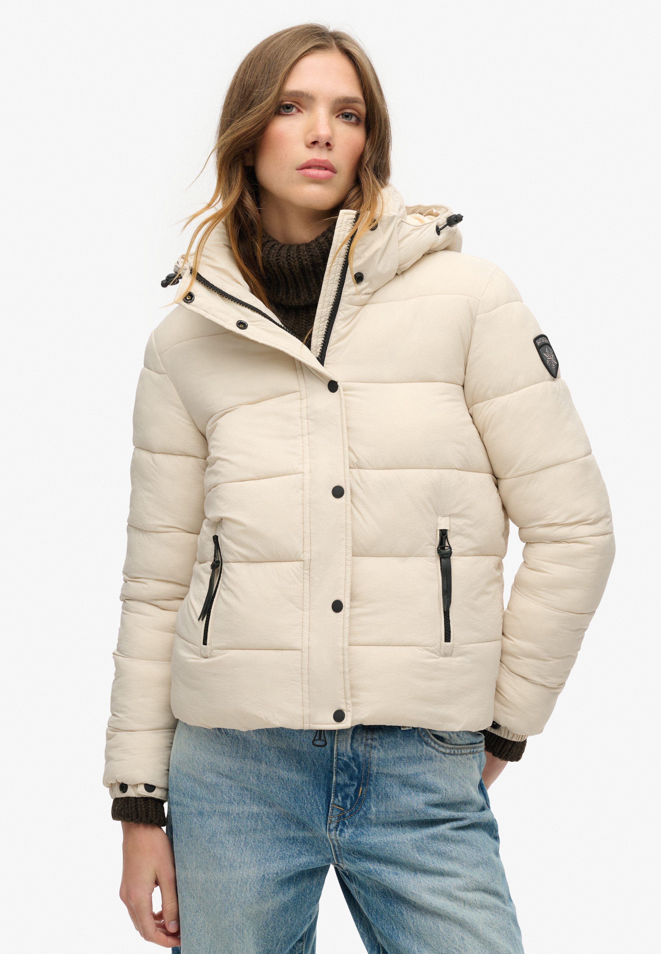 Superdry Steppjacke FAUX FUR SHORT HOOD PUFFER günstig online kaufen