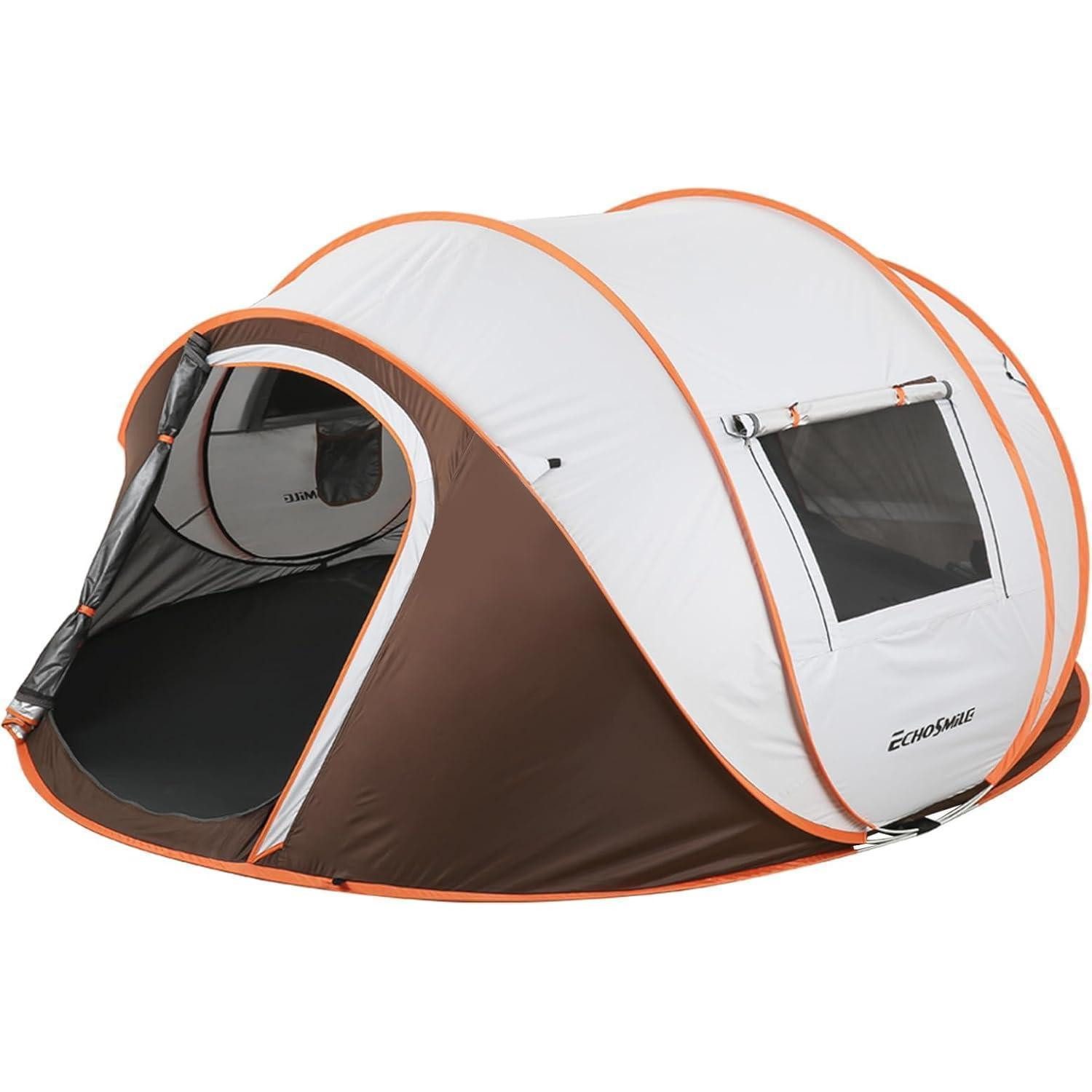 LuxusKollektion Wurfzelt Zelt Pop Up Wurfzelt 4-8 Personen Weiß & Braun (4-6 Personen)