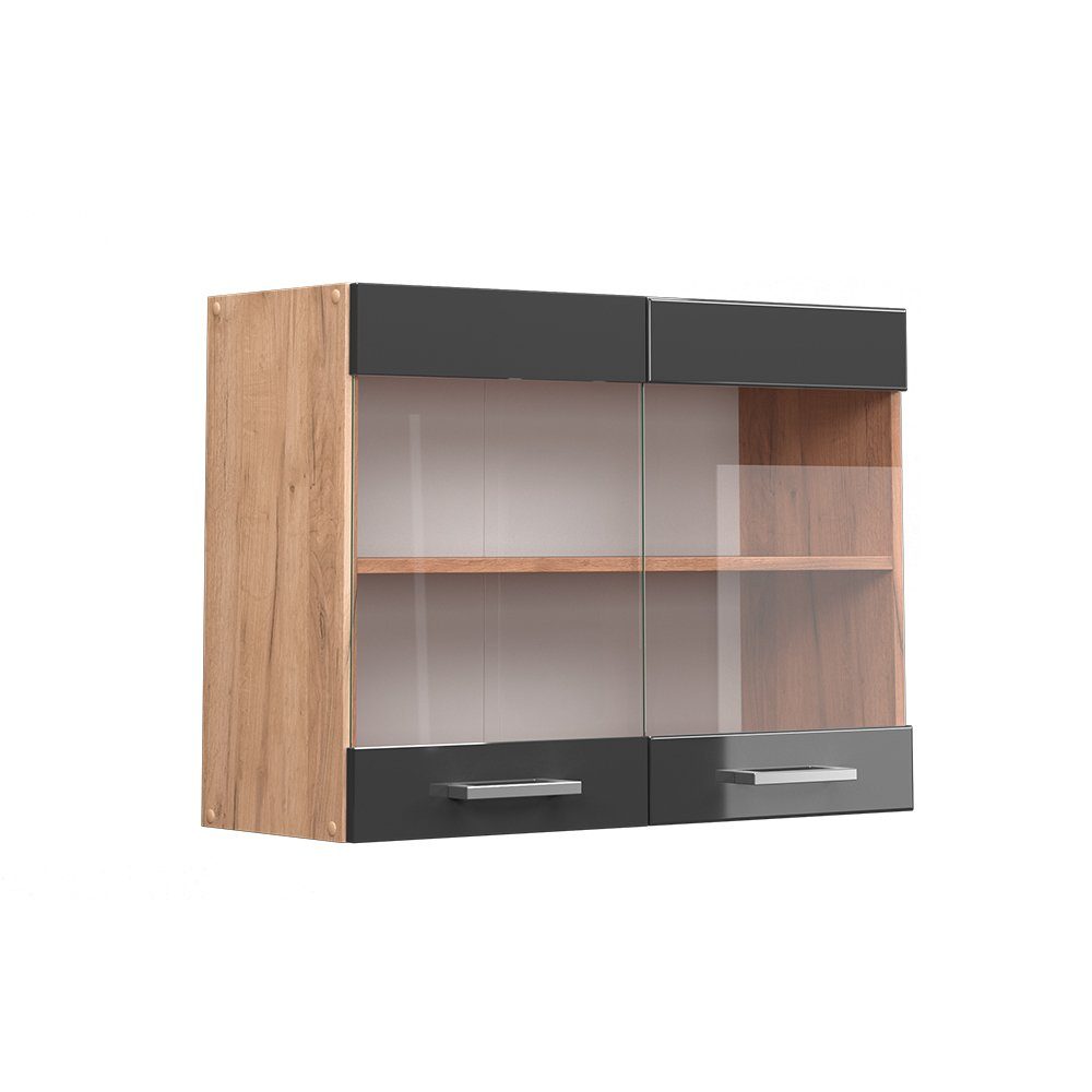 Vicco Glashängeschrank R-Line, Anthrazit Hochglanz/Goldkraft Eiche, günstig online kaufen