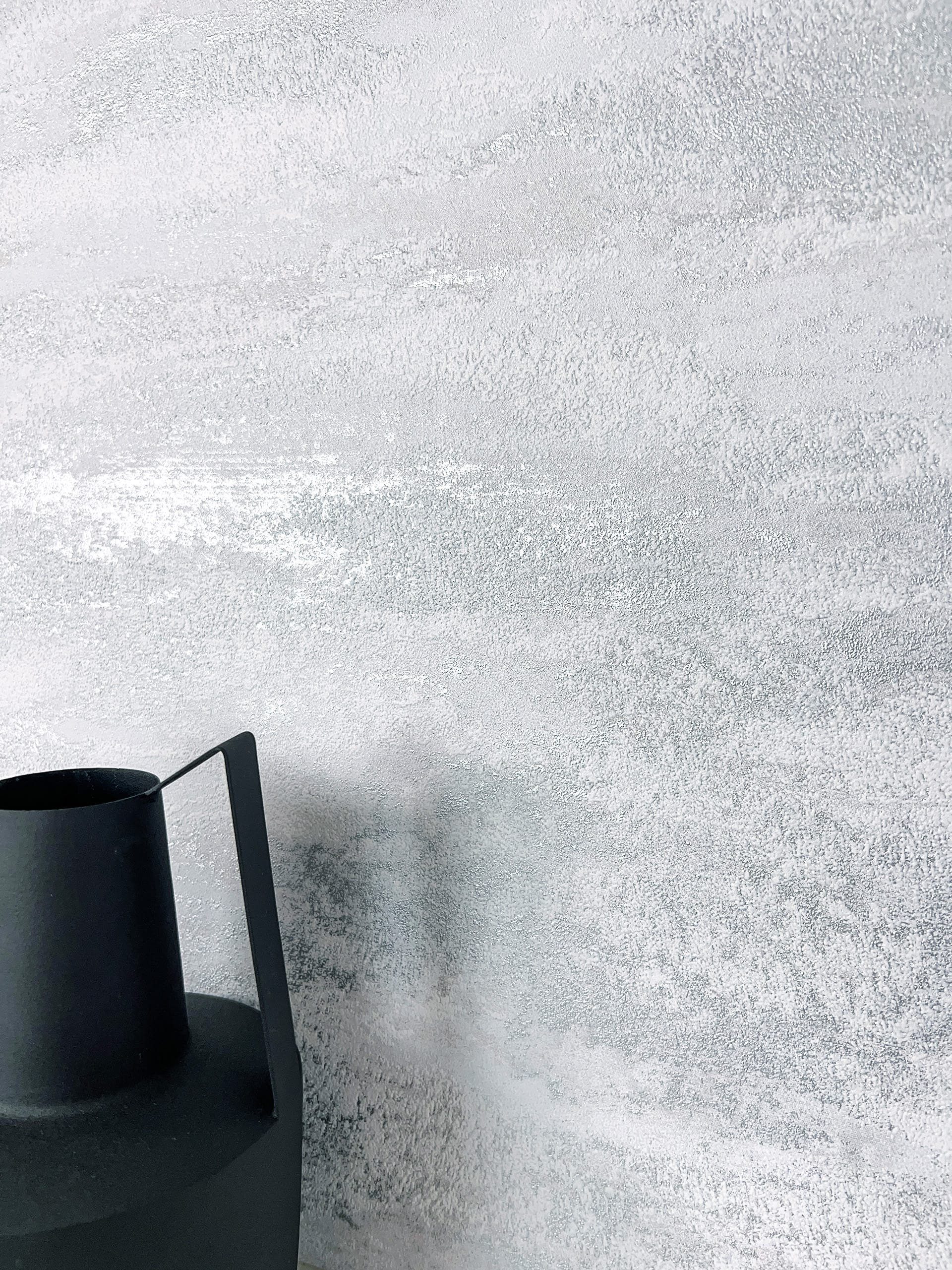 Newroom Vliestapete, Silber Tapete Modern Putzoptik günstig online kaufen