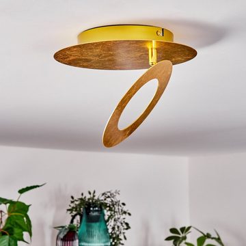 hofstein Wandleuchte moderne Wandlampe aus Metall in Goldfarben, LED fest integriert, 3000 Kelvin, mit verstellbarem Schirm und Lichteffekt, LED 8 Watt, 550 Lumen