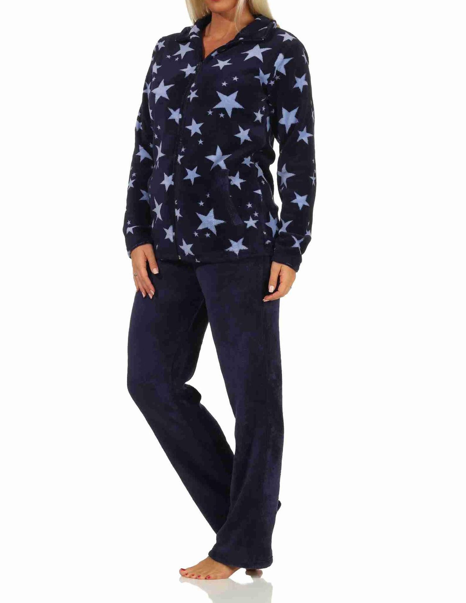 Normann Relaxanzug Damen Coralfleece Hausanzug Homewear mit Sternen als Motiv
