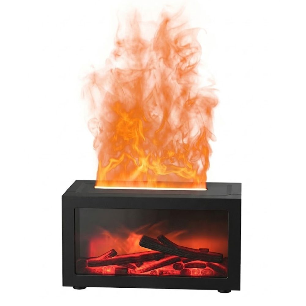 Athlix Diffuser Kamin-Aroma-Diffuser Luftbefeuchter Flammendesign Aromadiffuser, 0,14 l Wassertank, Farbwechselmodus, Automatische Abschaltautomatik
