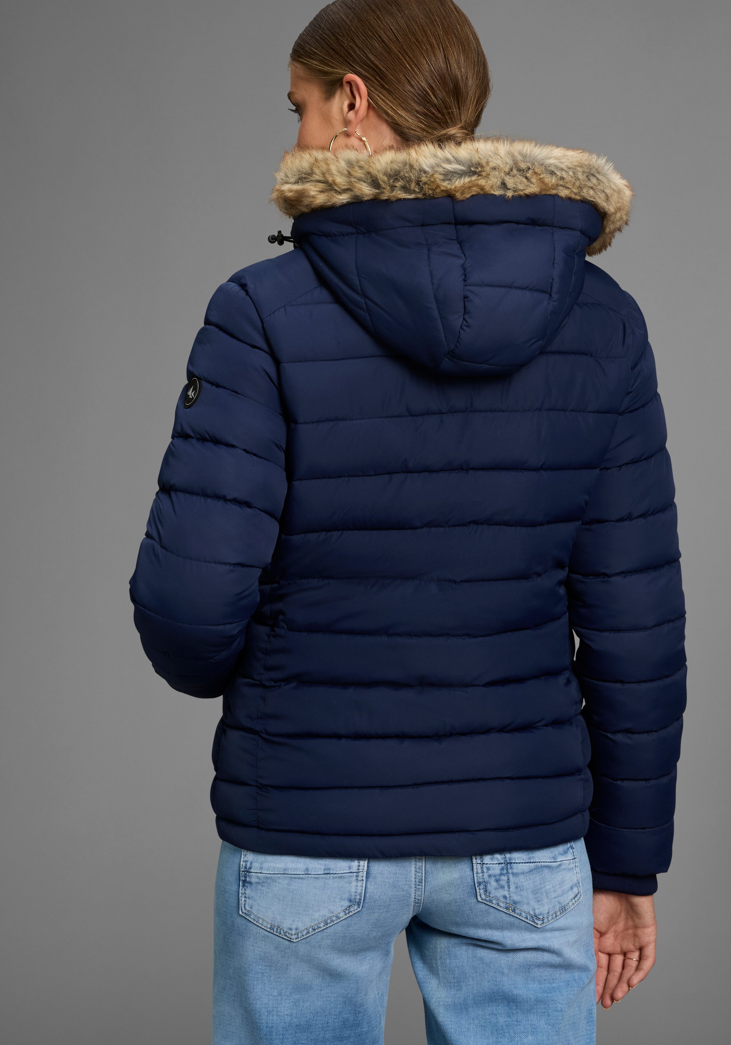 Polarino Steppjacke Kapuze mit Fellimitat zum günstig online kaufen