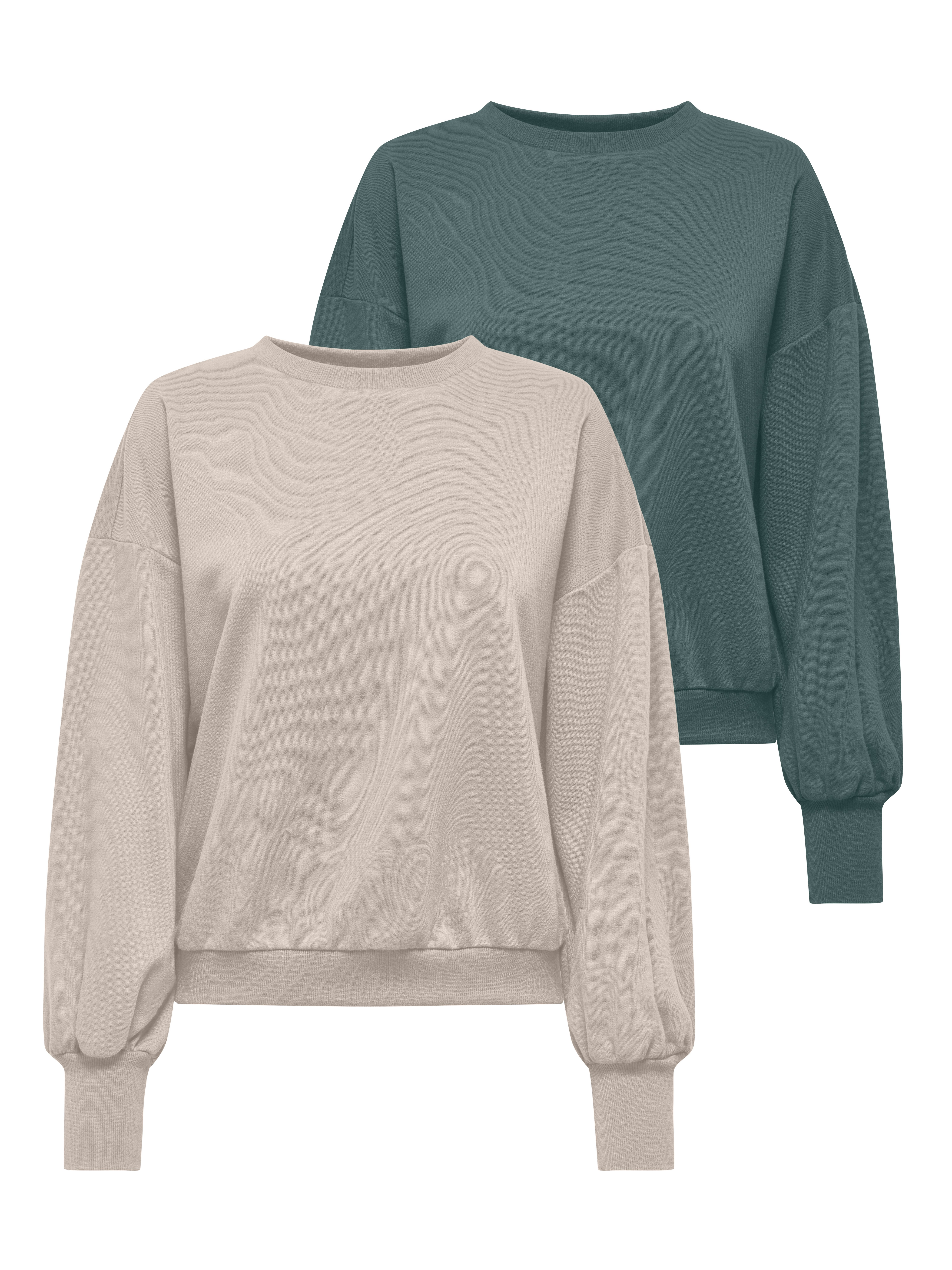 ONLY Sweatshirt ONLBROOKE L/S O-NECK SOLID 2 PACK SWT (Packung, 2-tlg) Baumwollmischung, regular fit