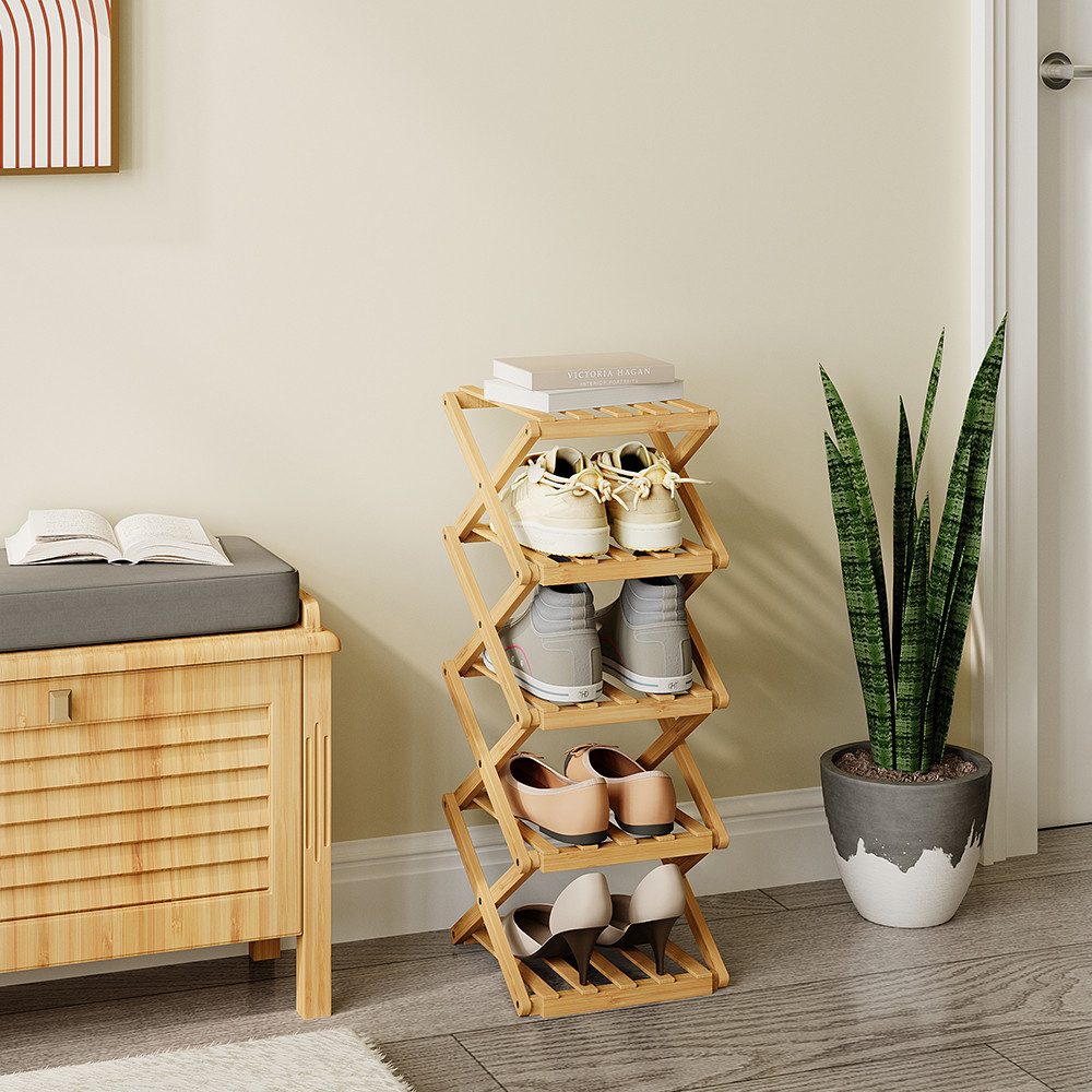 Vicco Schuhregal Ziggy, Bambus, 26 x 68.5 cm mit 5 Fächern günstig online kaufen