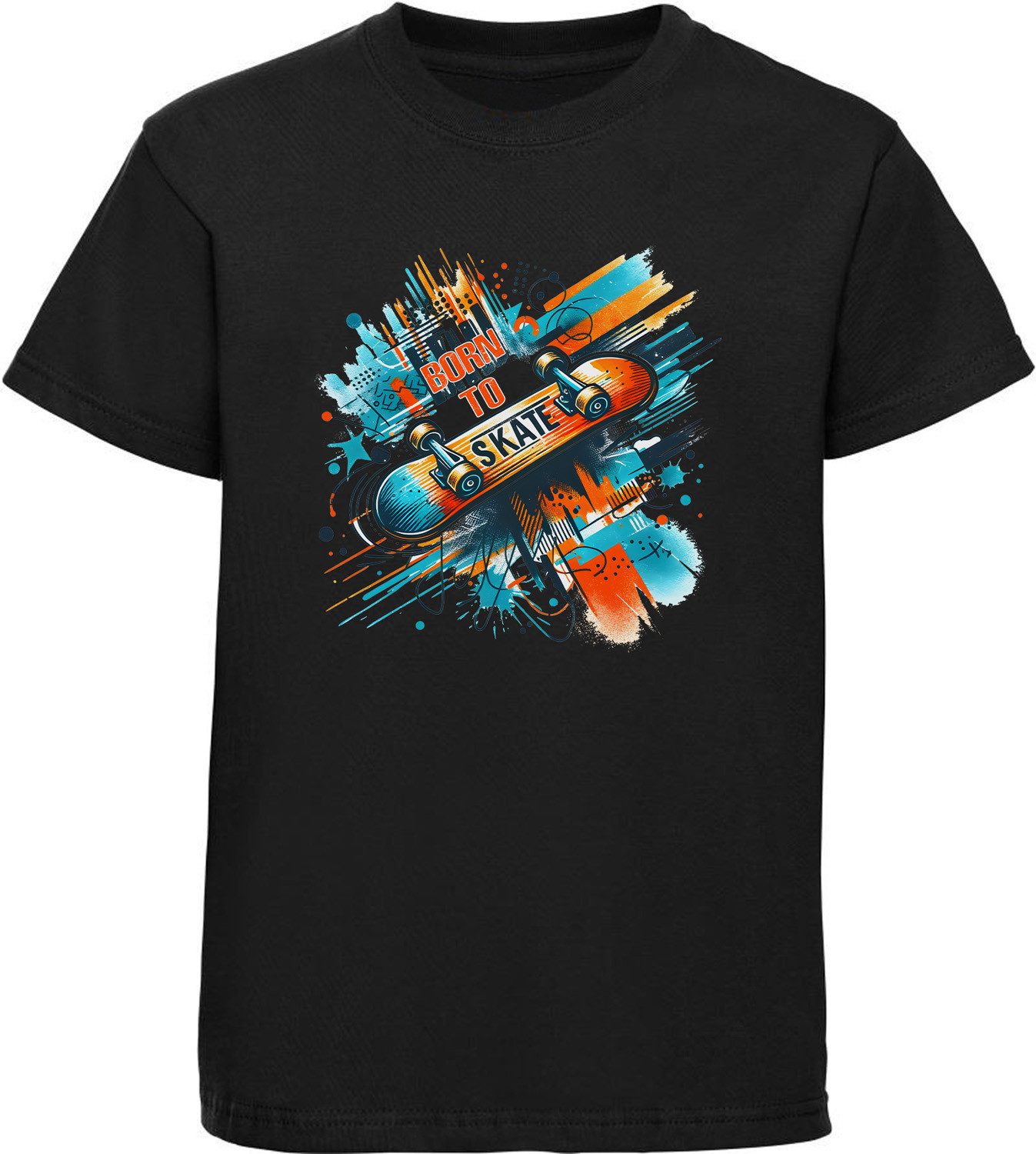 MyDesign24 T-Shirt Kinder Print Shirt Skateboard mit born to skate Aufschrift Bedrucktes Jungen und Mädchen Skater T-Shirt i534