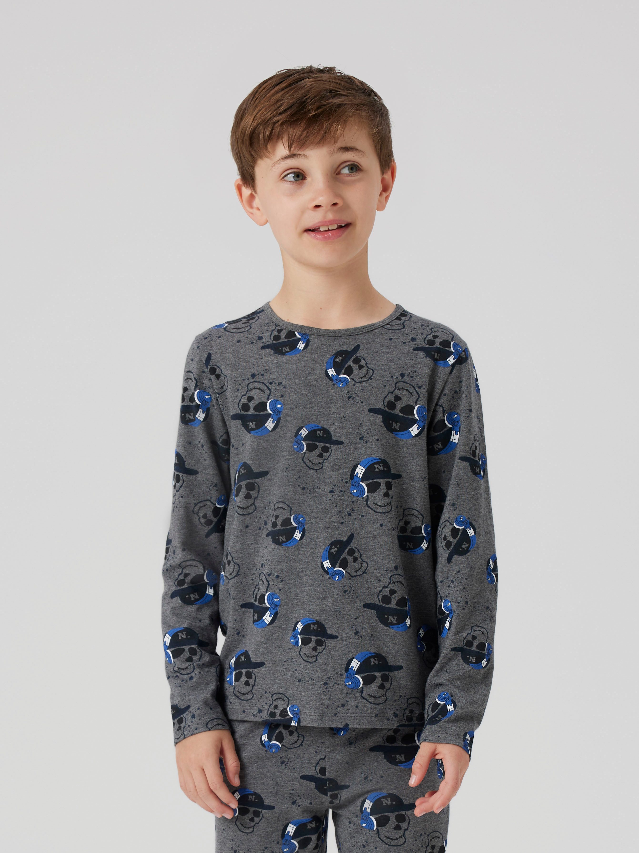 Name It Pyjama NKMNIGHTSET DARK GREY MEL SKULL NOOS (Set, 2 tlg)