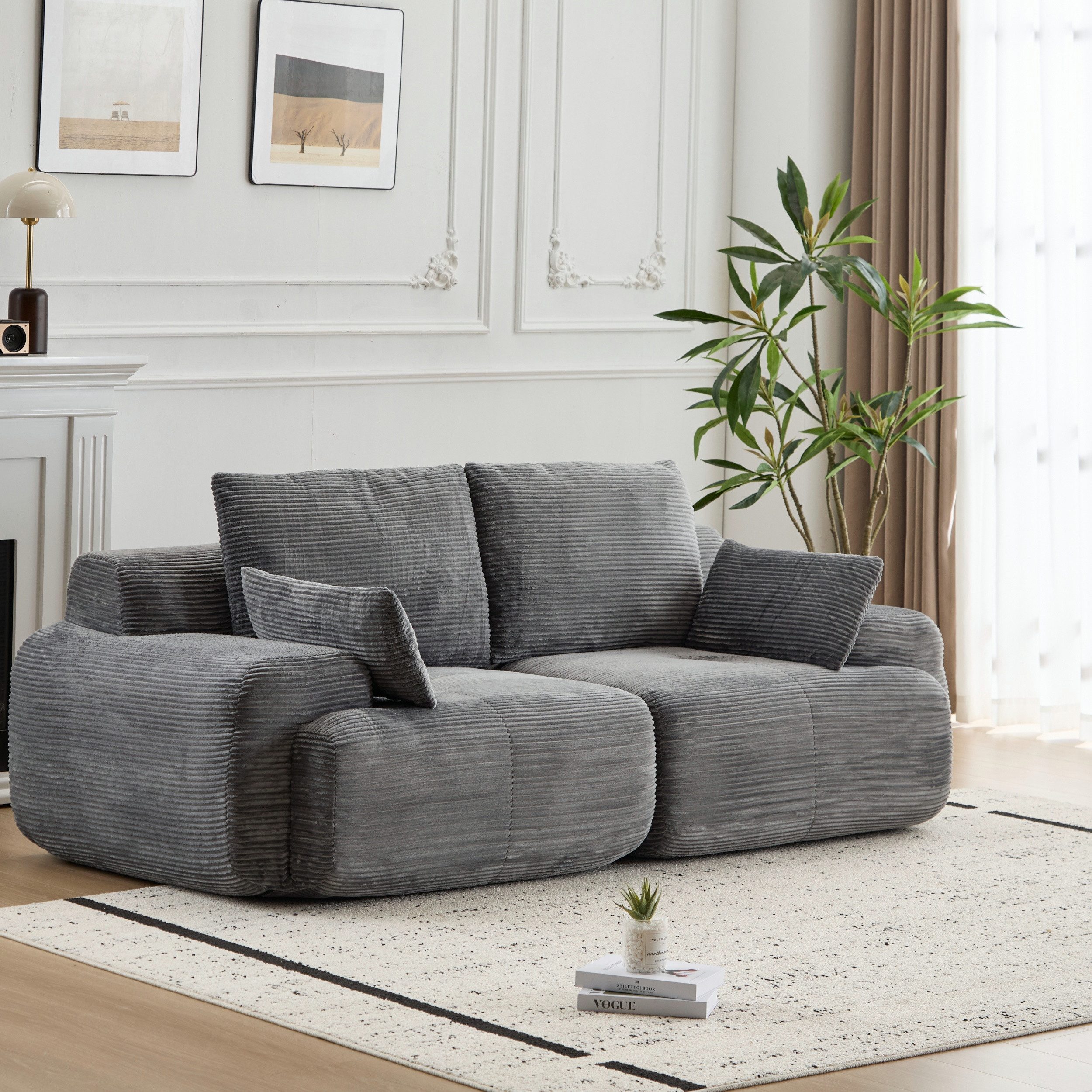 Leawin Sofa Modulares 2-Sitzer-Sofa, große liegefreie Couch, Cord-Sofa-Kombination, Komfortables Sofa mit Schaumfüllung für Wohnzimmer, Büro
