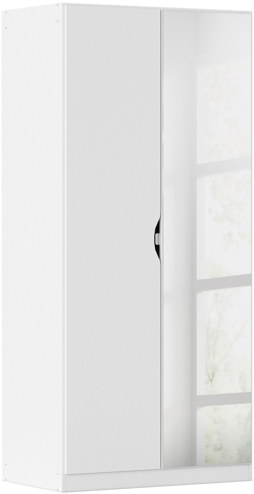 rauch Kleiderschrank Freiham Drehtürenschrank Schrank Garderobenschrank Breite 91cm Schlafzimmerschrank mit Spiegel und Griffmulden BESTSELLER