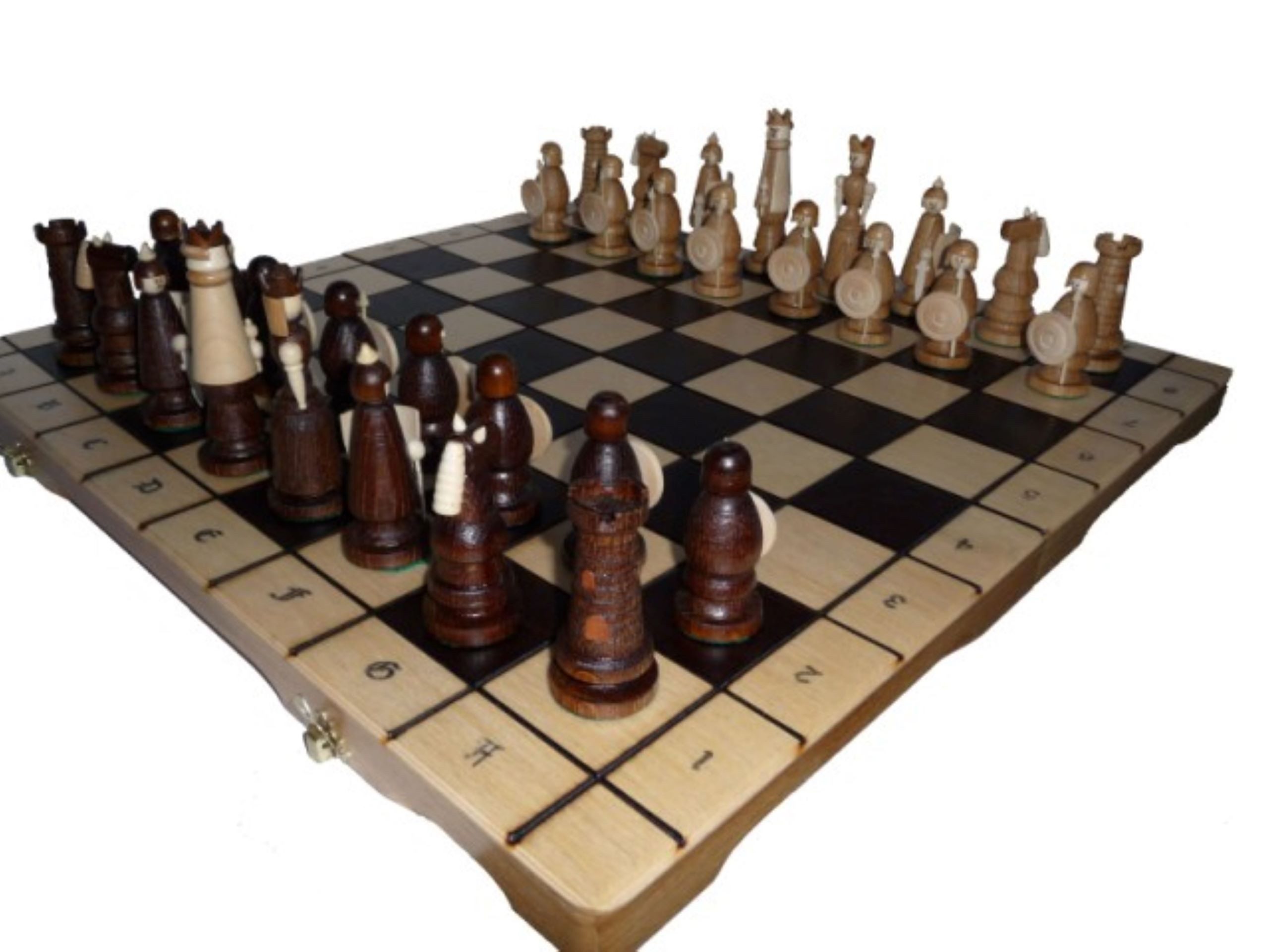 Holzprodukte Spiel Edles großes Schach Schachspiel 55 x 55 Geschnitzt Holz Neu