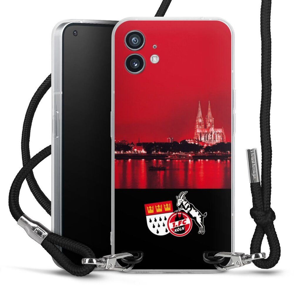 DeinDesign Handyhülle Skyline 1. FC Köln Offizielles Lizenzprodukt Skyline Köln Rot, Nothing Phone 1 Handykette Hülle mit Band Case zum Umhängen