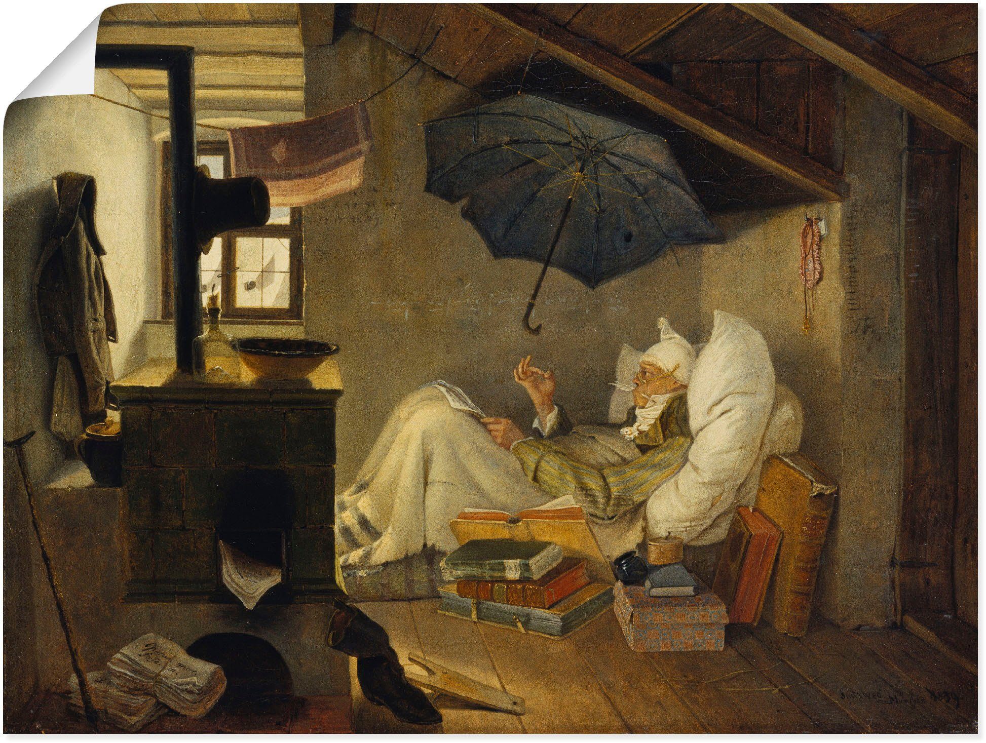Artland Wandbild Der arme Poet. 1839, Mann (1 St), als Leinwandbild, Плакат, Wandaufkleber in verschied. Größen
