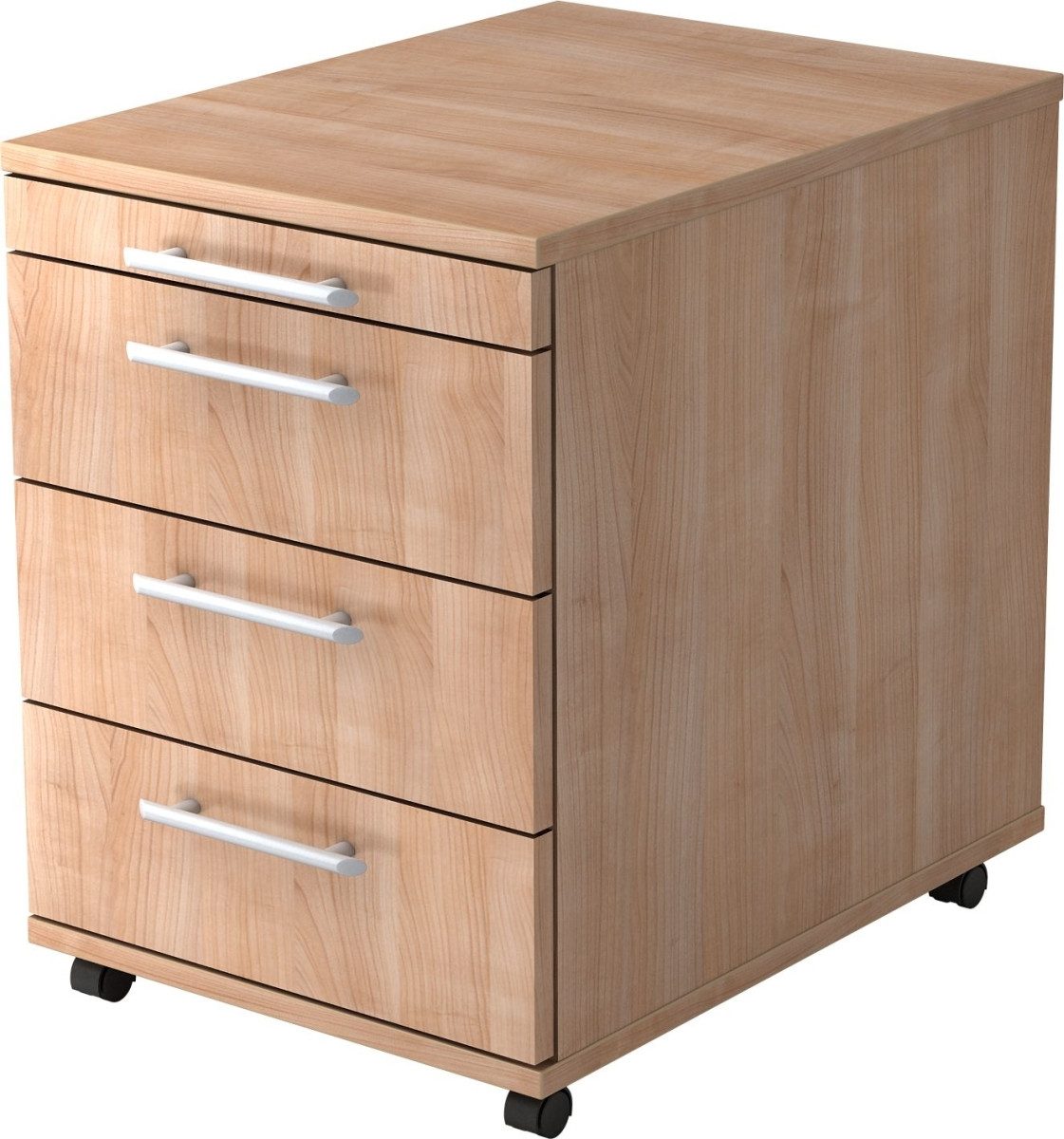 HAMMERBACHER Container Rollcontainer 58cm 3 Schübe Relinggriff Nussbaum