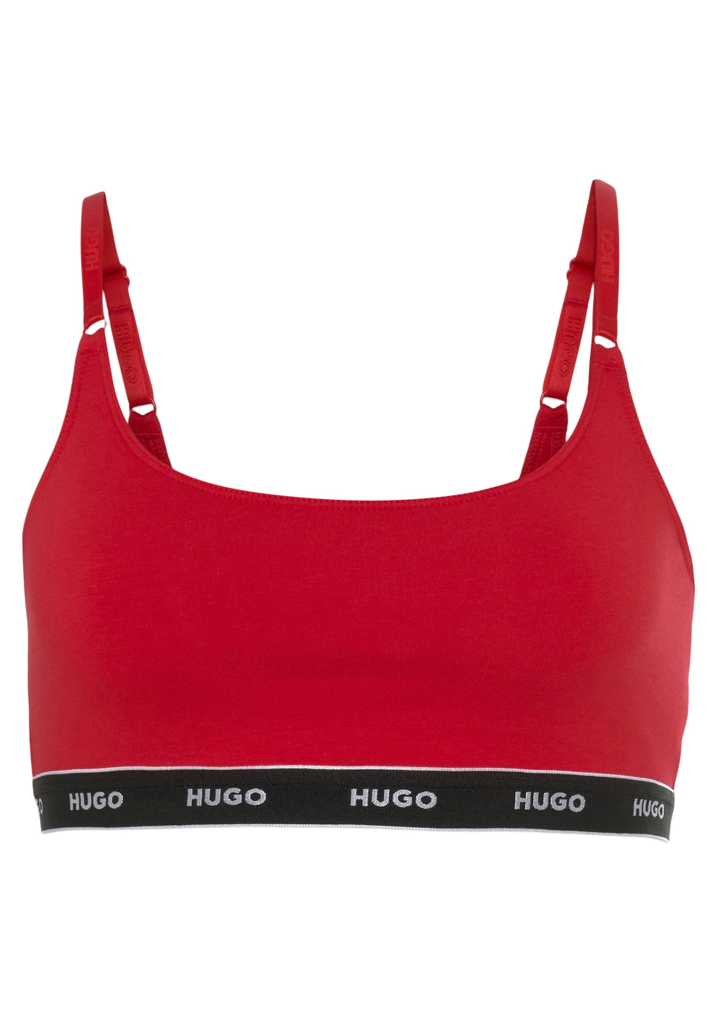 HUGO Bralette-BH TWIN BRALETTE Logo-Trägern mit STRIPE 2-tlg) open_red644 verstellbaren (Packung