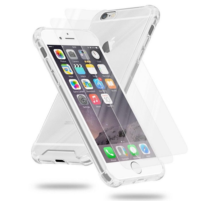 Cadorabo Handyhülle Hybrid Acrylic + 2x Tempered Gläser Apple iPhone 6 / 6S Hülle und 2x Tempered Schutzglas - Schutzhülle - Cover Case
