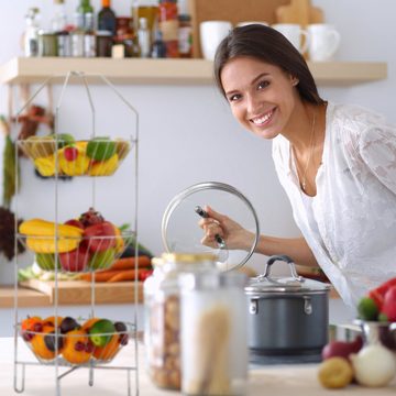 relaxdays Obstschale Obst Etagere 3-stöckig, Stahl