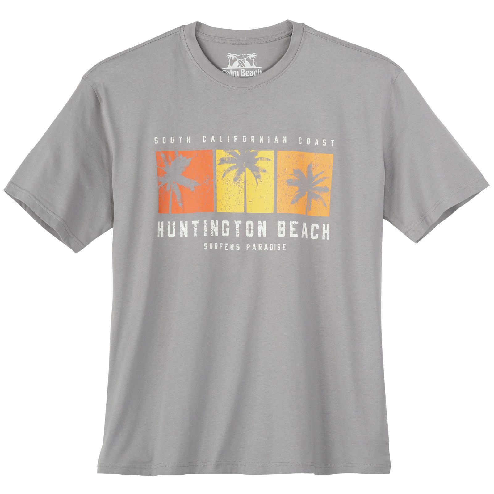 Print-Shirt Calm Beach Übergrößen T-Shirt grau Huntington Beach