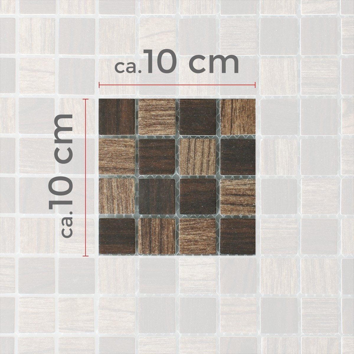 Mosafil Mosaikfliesen Muster von Mosaikfliesen Glas Valetta Holzstruktur, Glas 10.000x10.000, braun-dunkelbraun, Eco Glas - Verlegefertig auf ein Netz geklebt - Frostsicher -