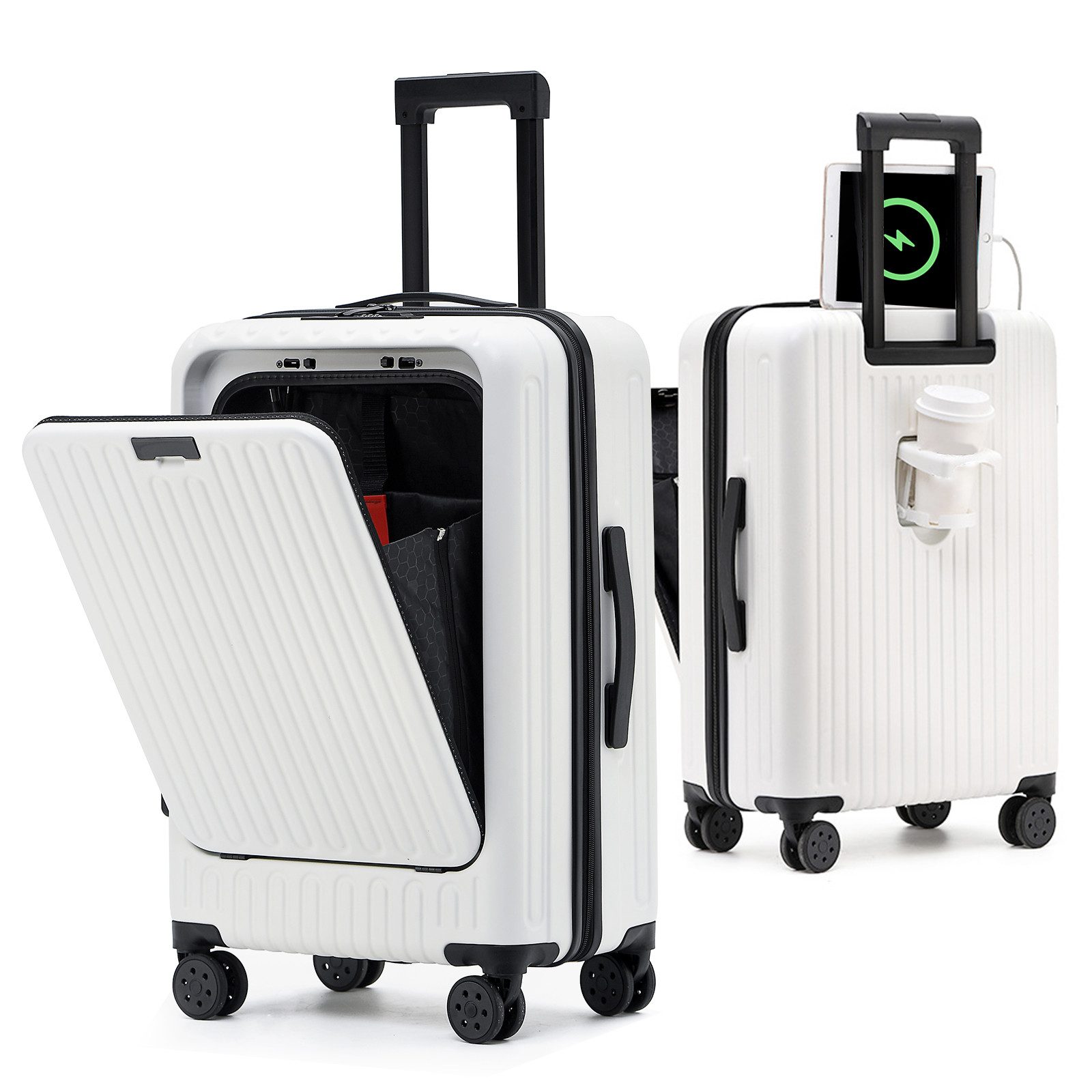 TWSOUL Hartschalen-Trolley Handgepäck Koffer, mitGetränkehaltern USB-Anschl günstig online kaufen