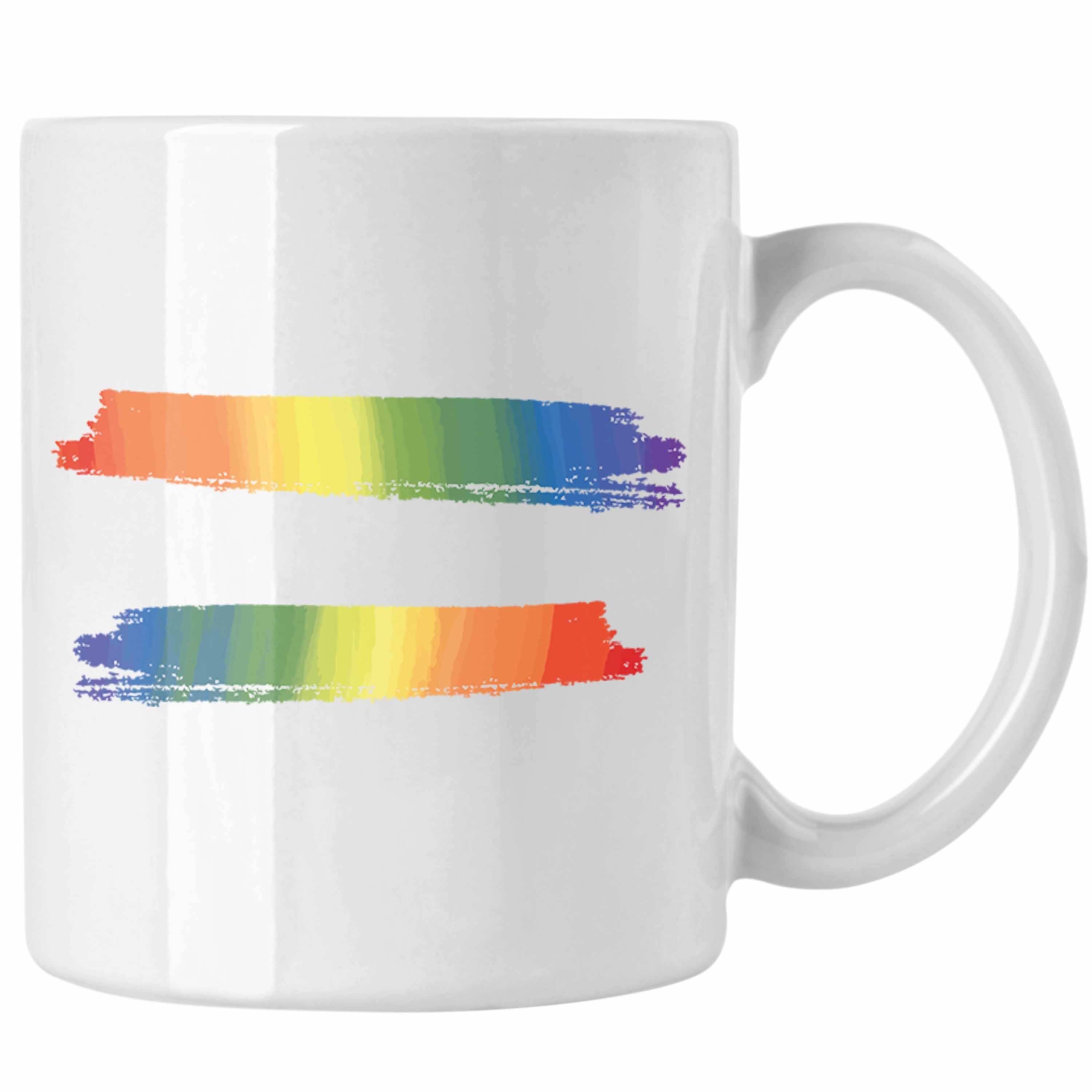 Trendation Tasse Trendation - Regenbogen Tasse Geschenk LGBT Schwule Lesben Transgender Grafik Pride Weiss