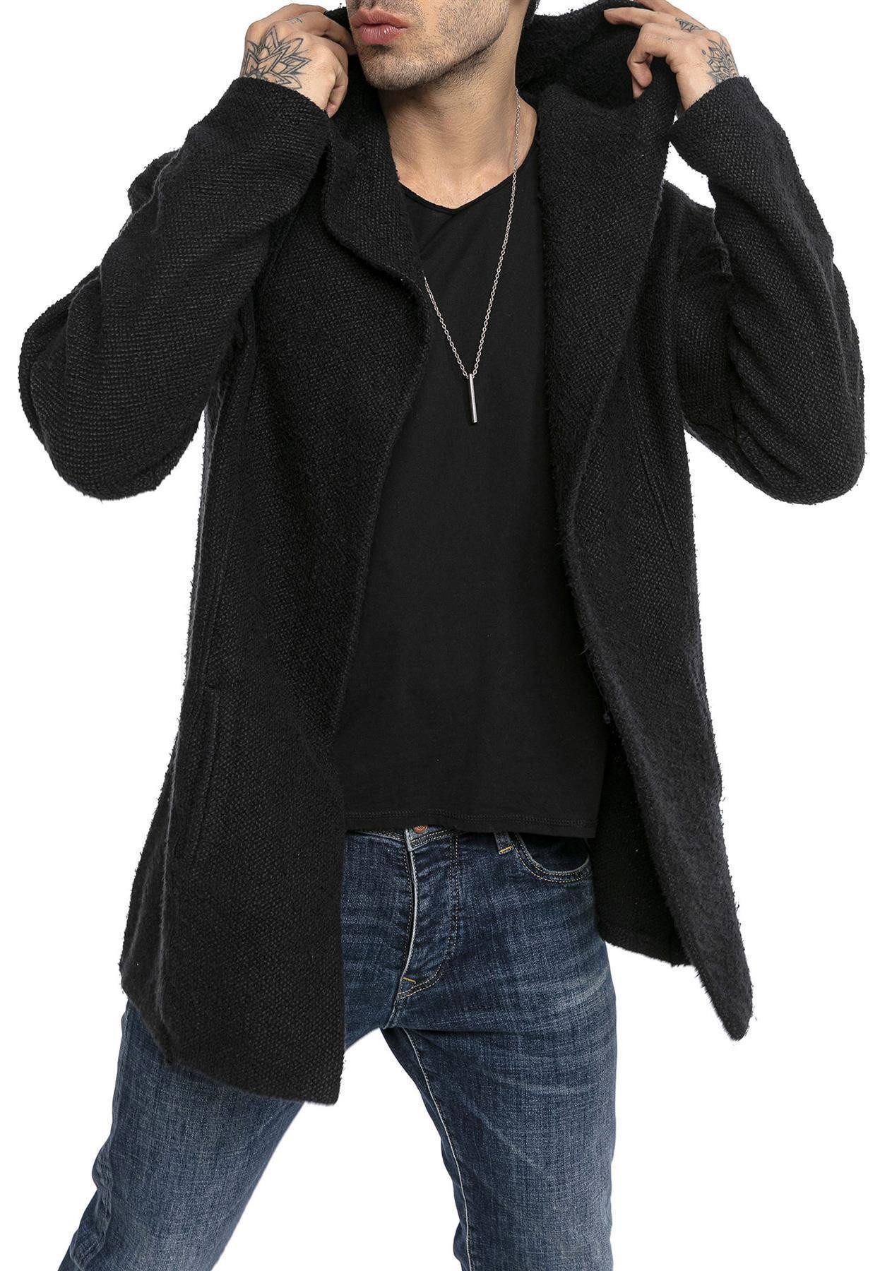 RedBridge Cardigan mit Kapuze ohne Verschluss Grobstrick Jacke