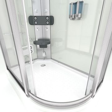 AcquaVapore Komplettdusche Dusche Duschkabine D60-70T1R Weiß 80x120, Sicherheitsglas ESG, inklusive Duschwanne