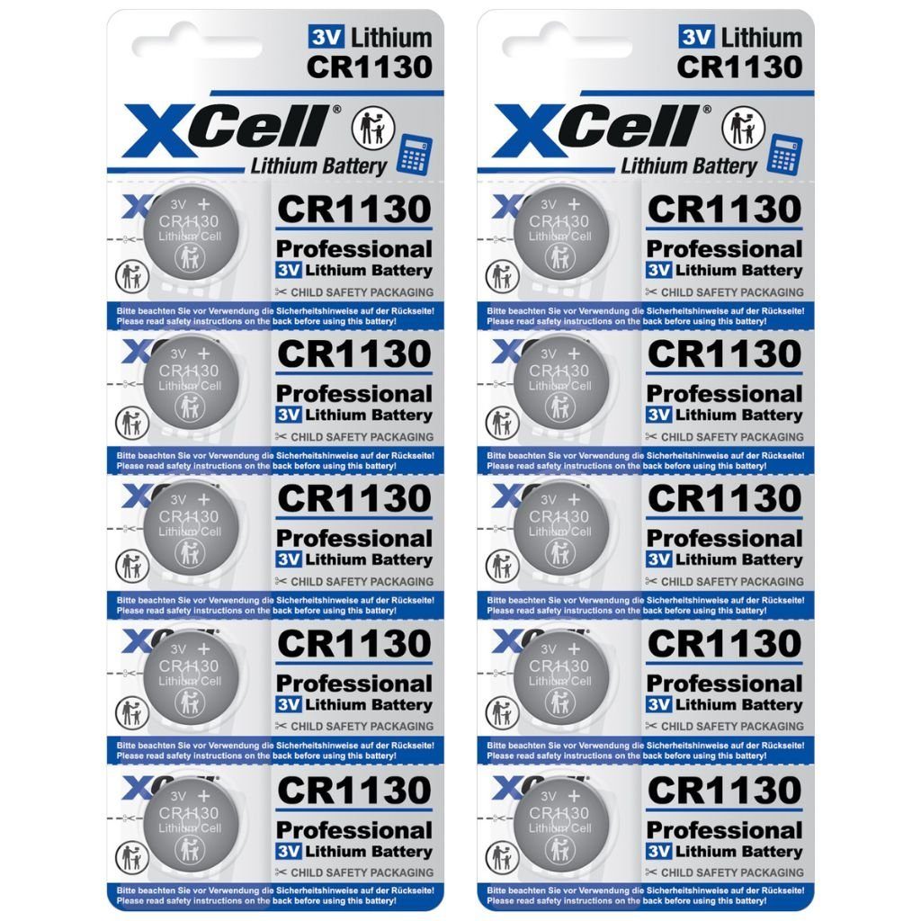 XCell 10x XCell Lithium-Knopfzelle CR1130 (2x 5er-Blister) Knopfzelle